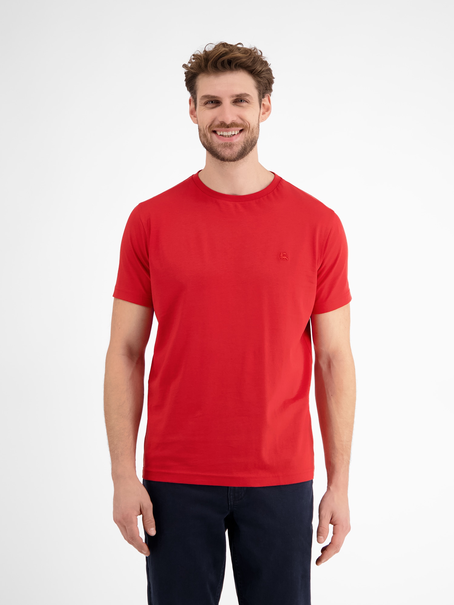 LERROS T-Shirt "Basic T-Shirt mit Logostitch, unifarben" günstig online kaufen