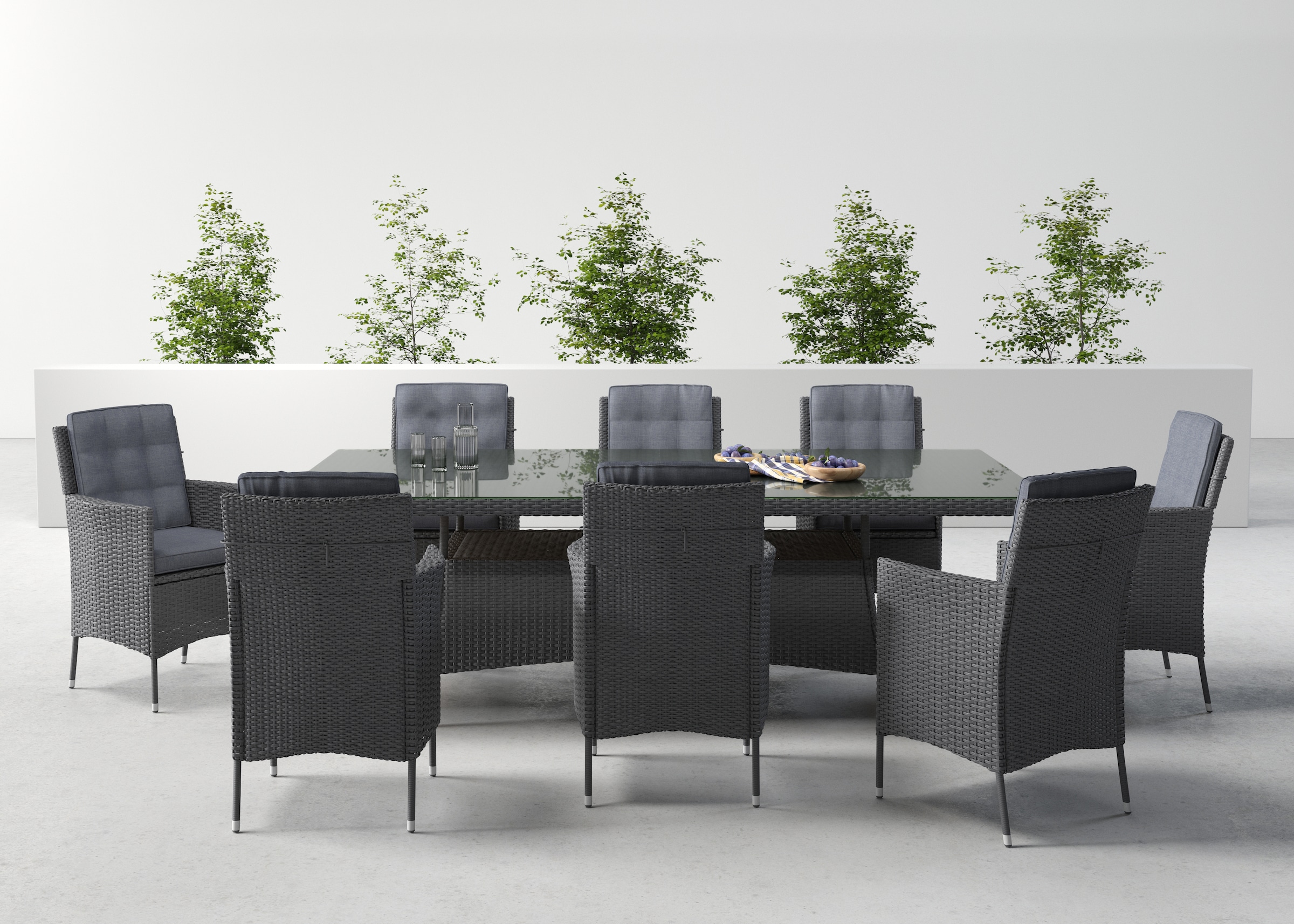 KONIFERA Garten-Essgruppe "Korfu" Set, 8x Sessel, 1x Tisch 200x100x73,5cm, günstig online kaufen