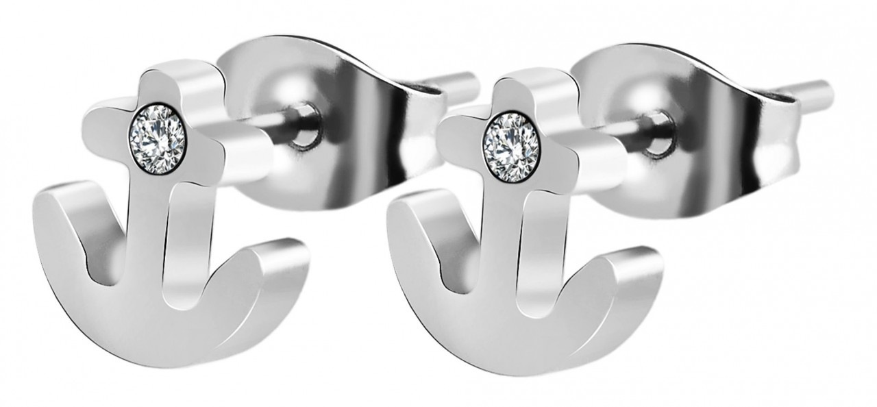 Adelia´s Paar Ohrhänger »Damen Ohrstecker aus poliertem Edelstahl mit Anker und Strass«