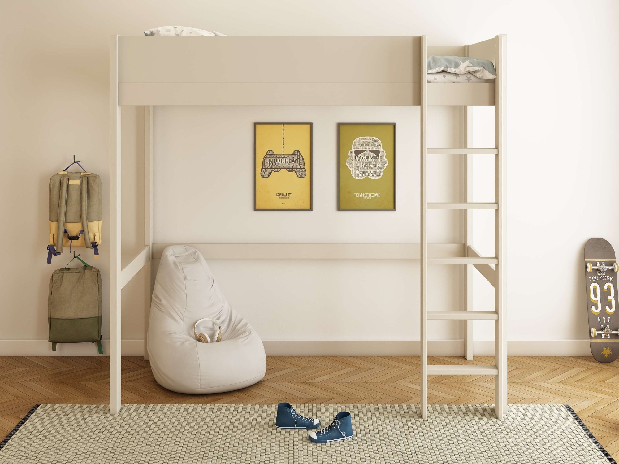 OTTO home Hochbett »Tipo – FSC®-zertifiziertes Massivholz mit viel Freiraum darunter« B/H/T 207,7x190x105cm,  Flexible Leiter-Montage, Rundum-Schutz und optimale Raumnutzung