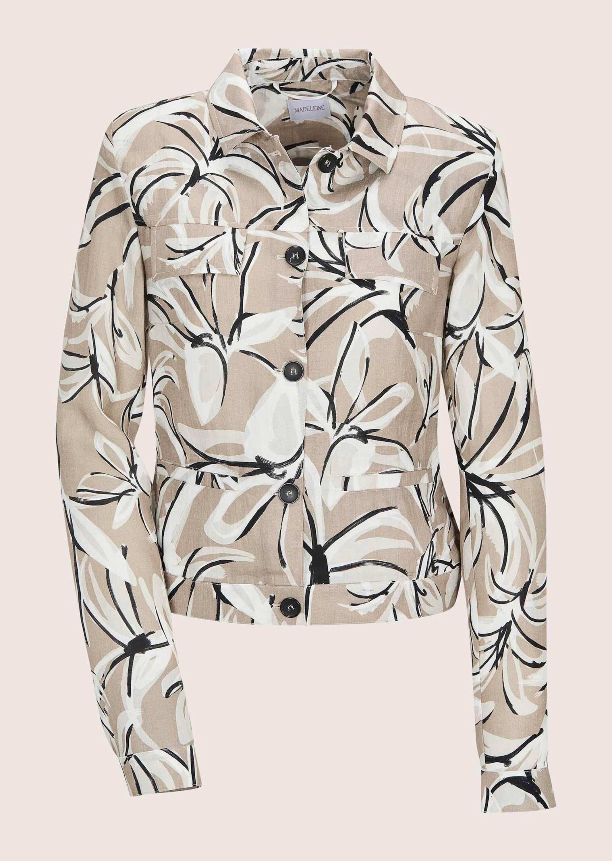 MADELEINE Jackenblazer "Blazer Kurzblazer mit floralem Muster" Knopfmaschetten
