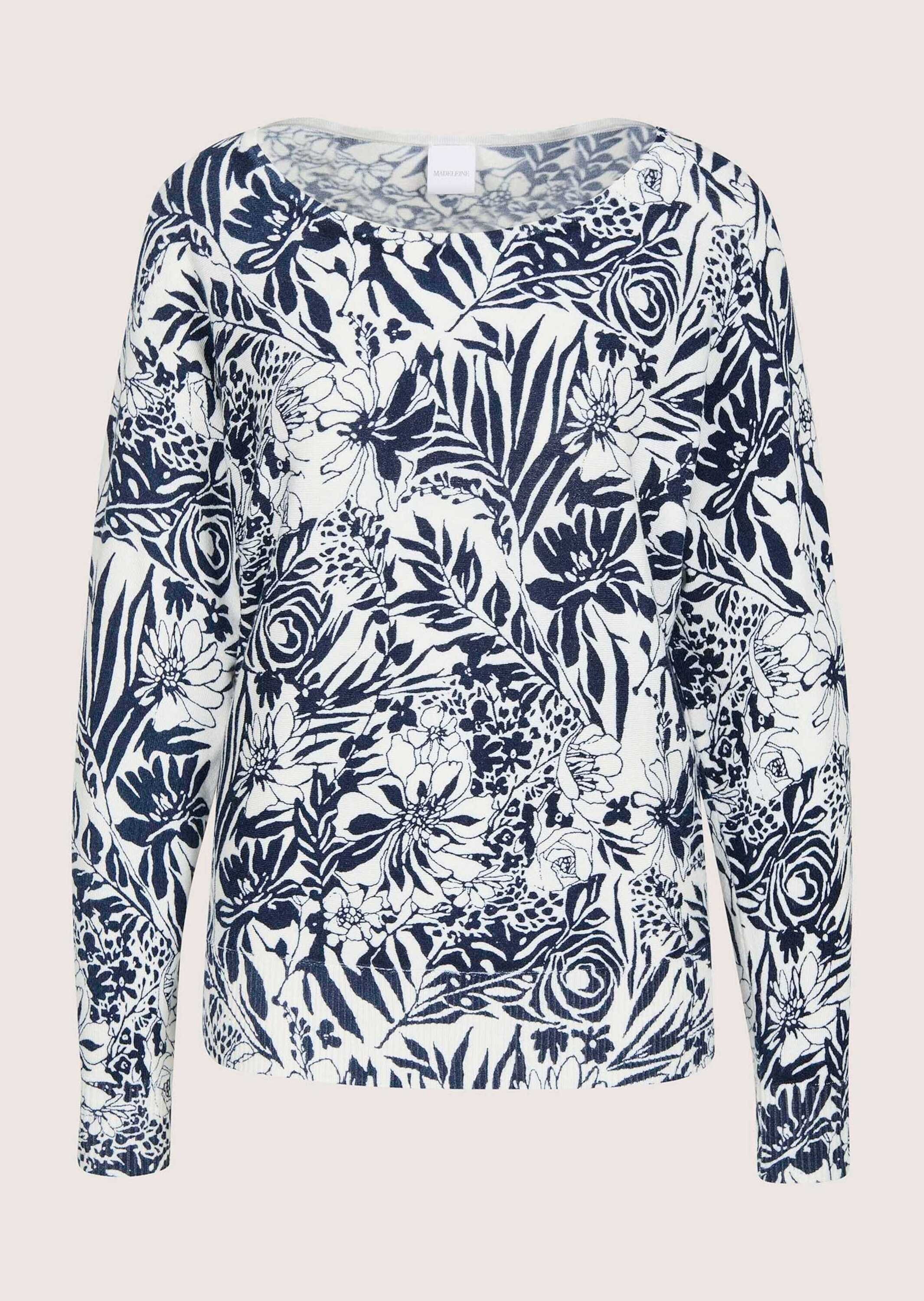 MADELEINE Longpullover "Feinstrickpullover Viskoseshirt mit floralem Muster günstig online kaufen