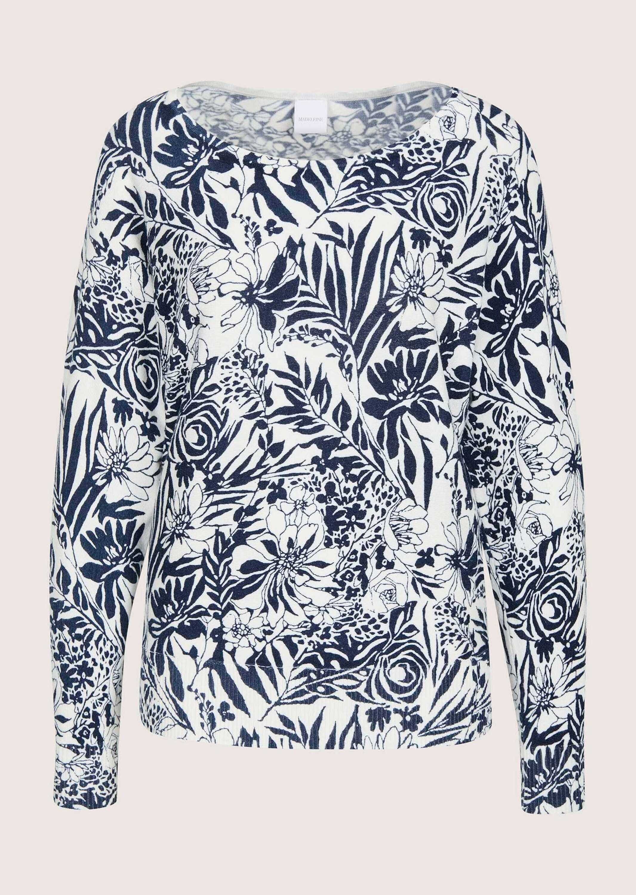 MADELEINE Longpullover "Feinstrickpullover Viskoseshirt mit floralem Muster günstig online kaufen