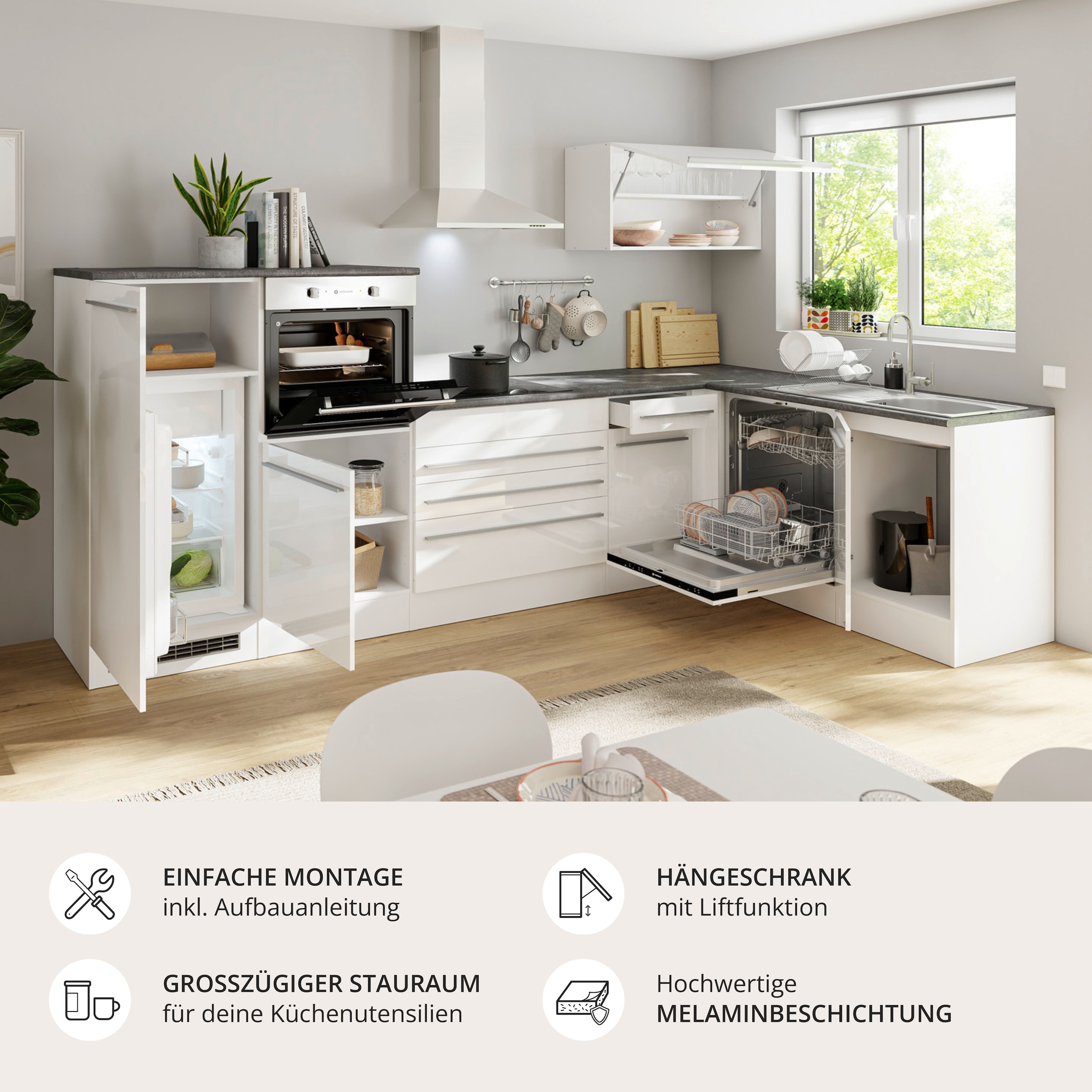 BASIC by Balculina Winkelküche »Jazz« Stellbreite 320/175 cm, wahlweise mit E-Geräten
