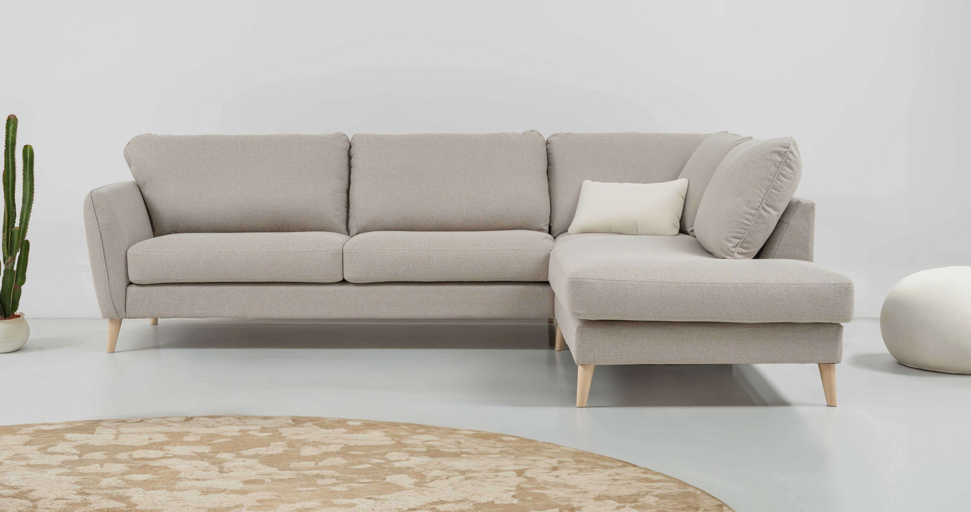OTTO home Ecksofa "MARSEILLE 278/202 cm, L-Form, Ottom. rechts/links, verschiedene Bezüge" Massivholzbeine Eiche, Landhausstil, Wellenunterfederung