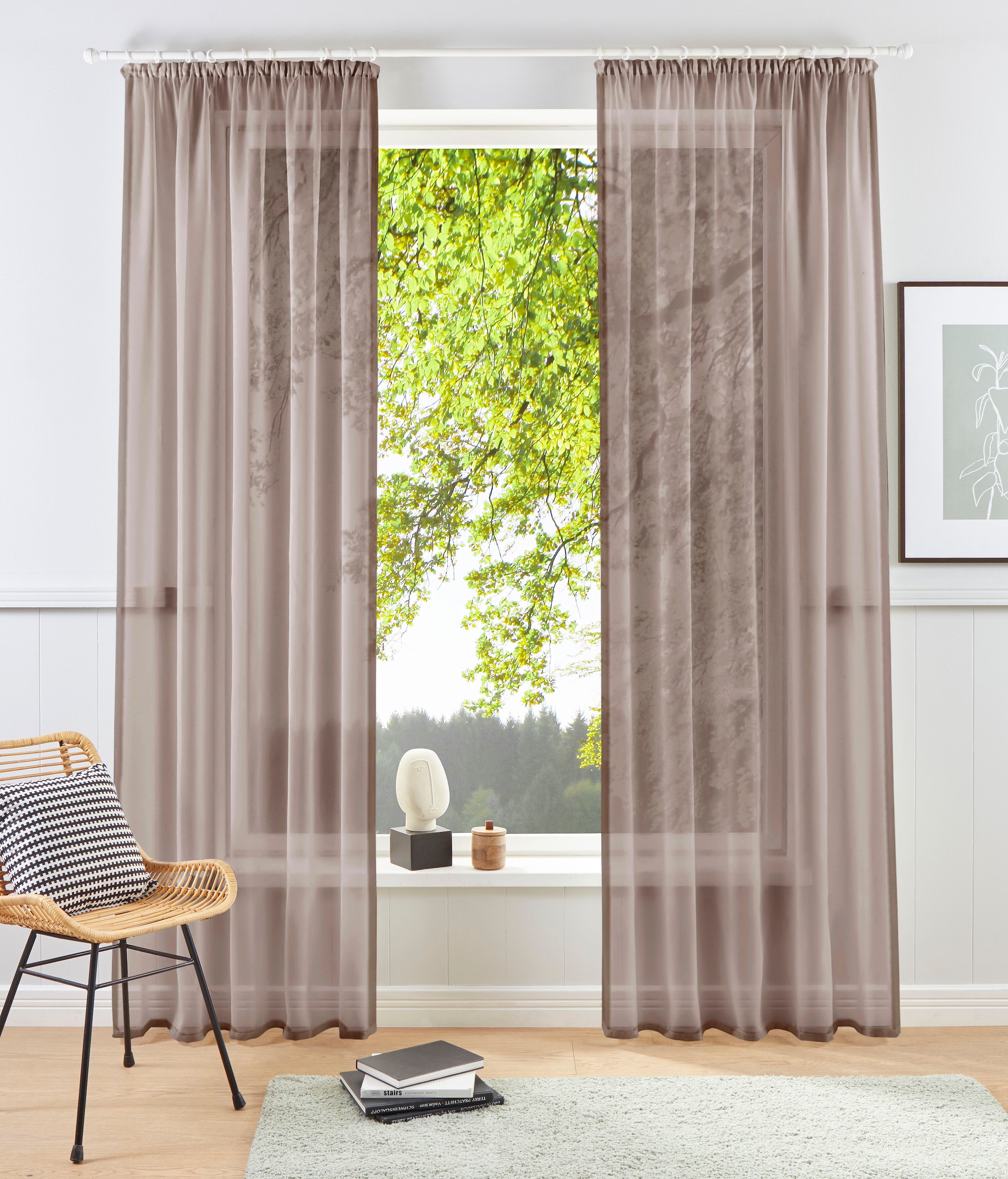 my home Gardine "XANA mit Ösen, Kräuselband oder Schlaufen" Kräuselband 1 S günstig online kaufen