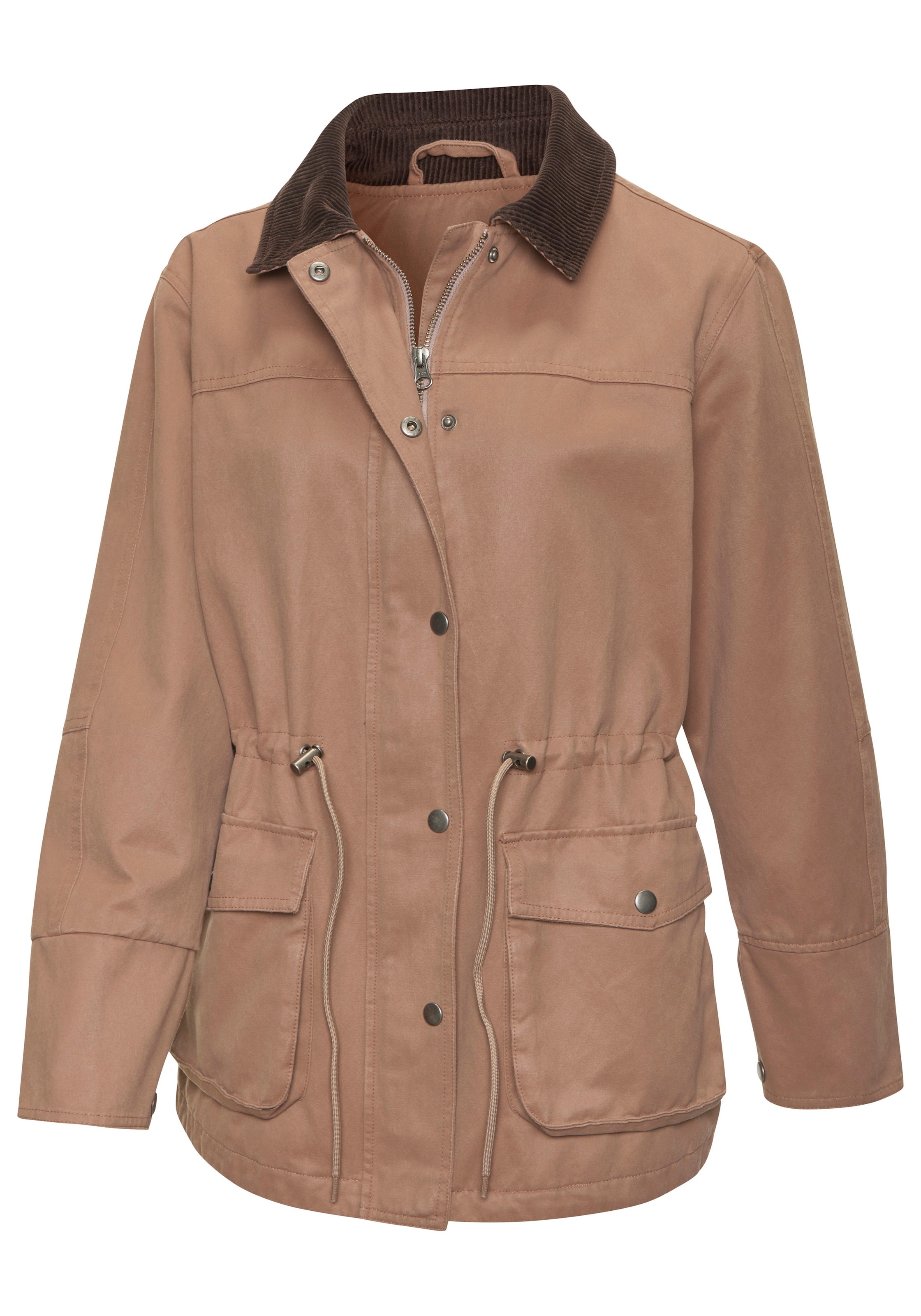 French Connection Canvasjacke in langer Form mit Kordkragen