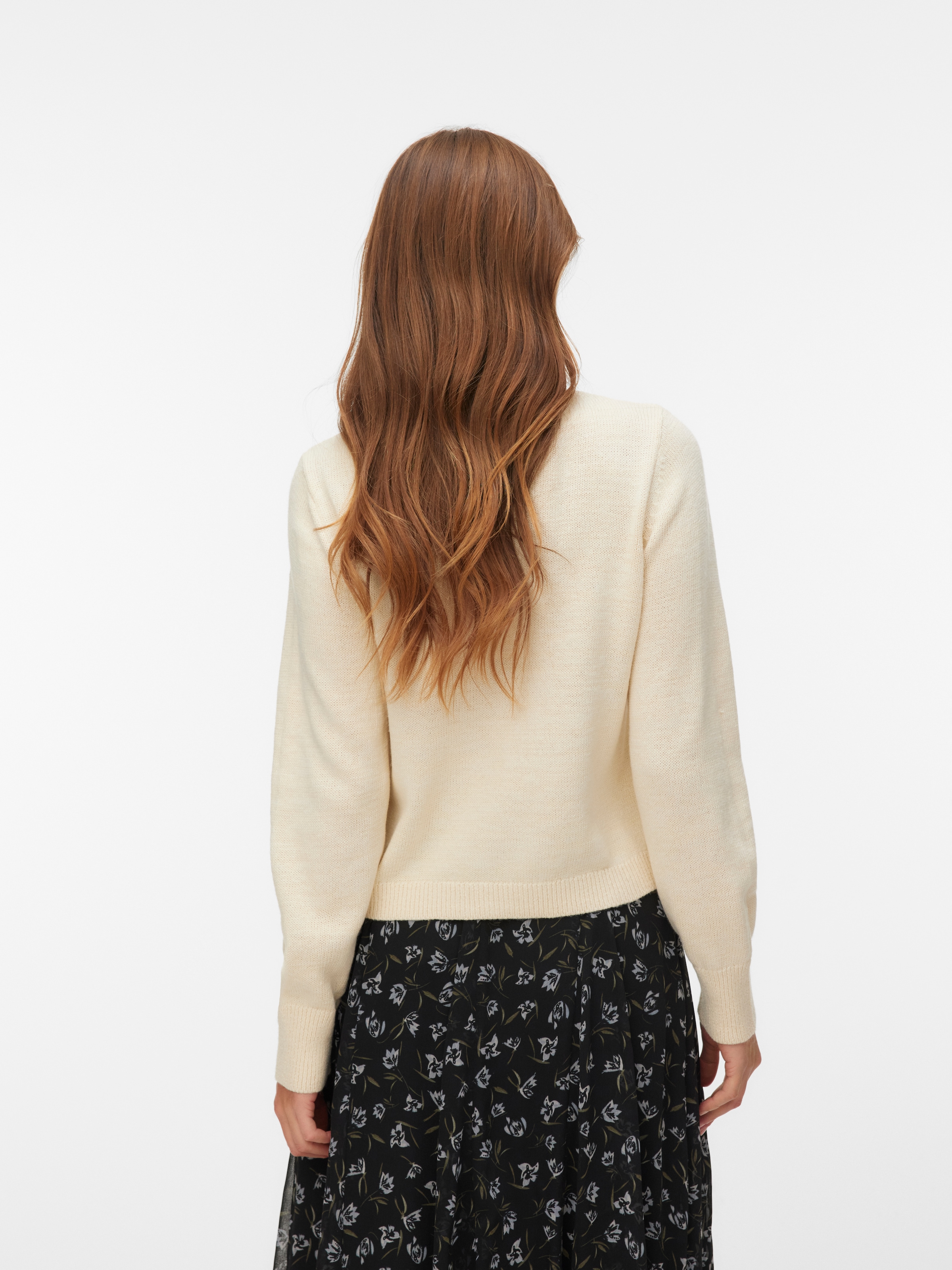 Vero Moda Strickjacke »VMCAMILLE LS O-NECK EMB CARDIGAN BTQ« Materialmix, regular fit, Stickerei
