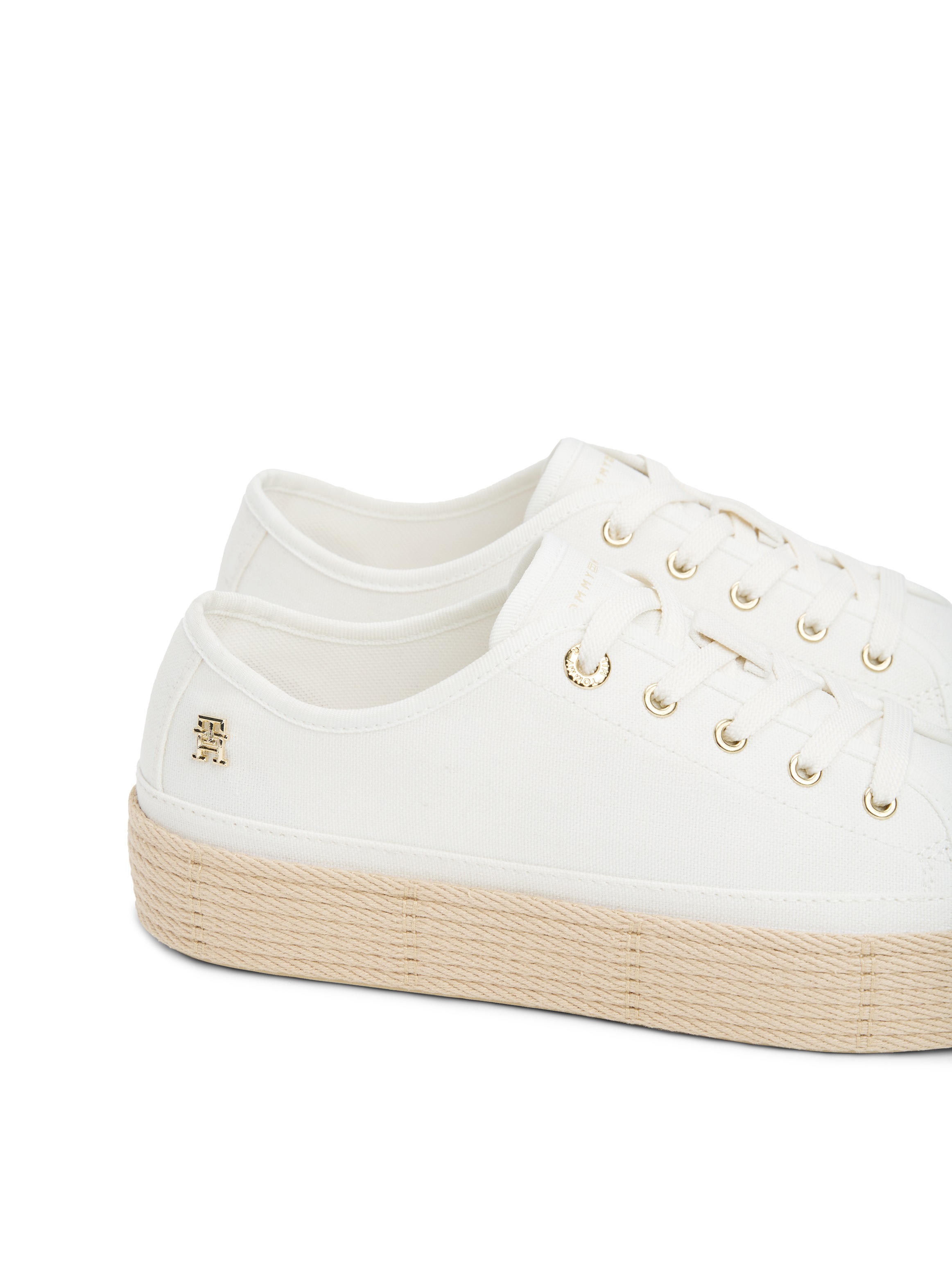 Tommy Hilfiger Plateausneaker »VULC ESPADRILLE SNEAKER«, Freizeitschuh, Halbschuh, Schnürer mit bastbezogenem Plateau