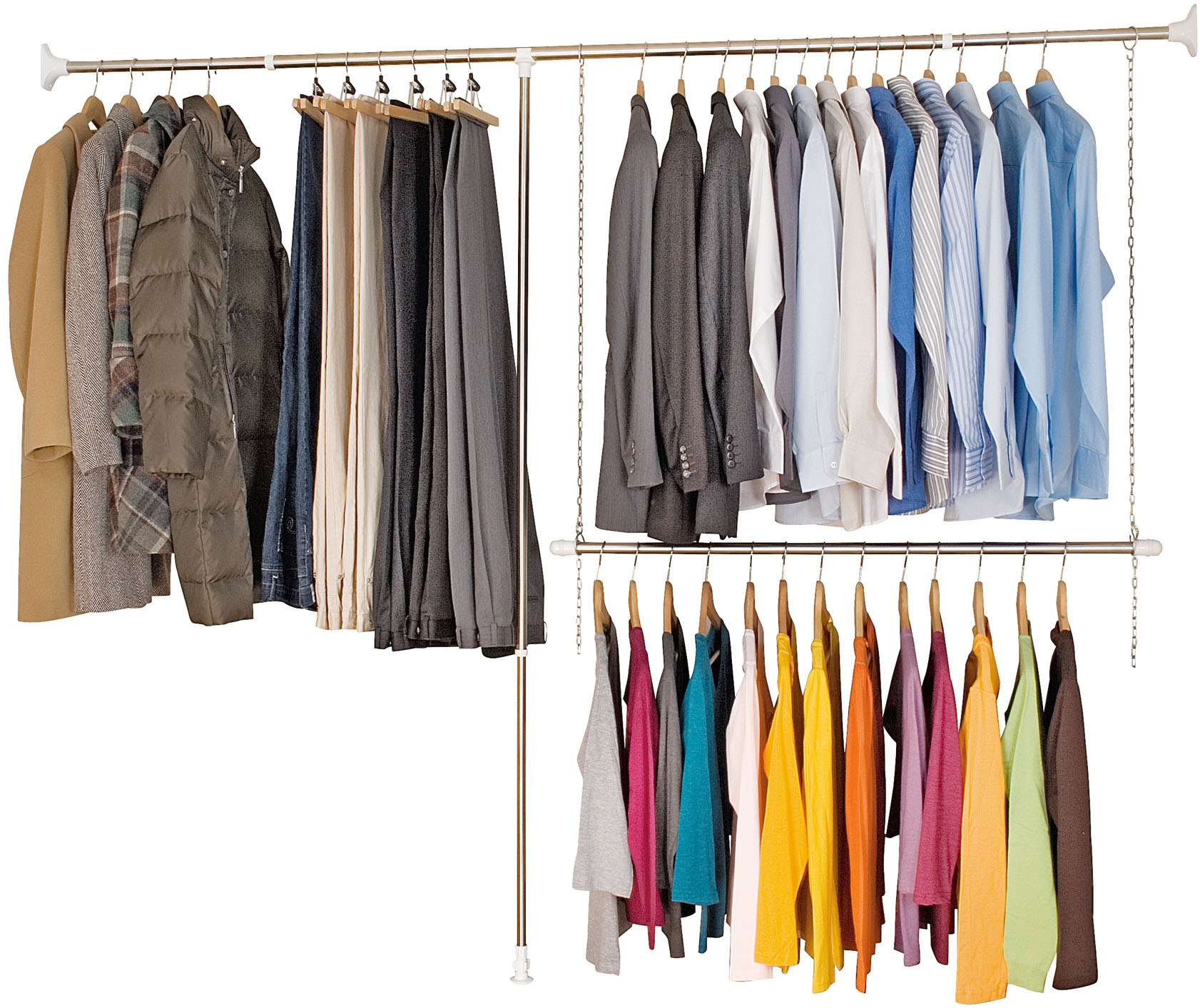 WENKO Teleskopregal "Garderobe" Set, 3 Stk. tlg. flexibles Kleiderstangensystem, belastbar bis 110 kg