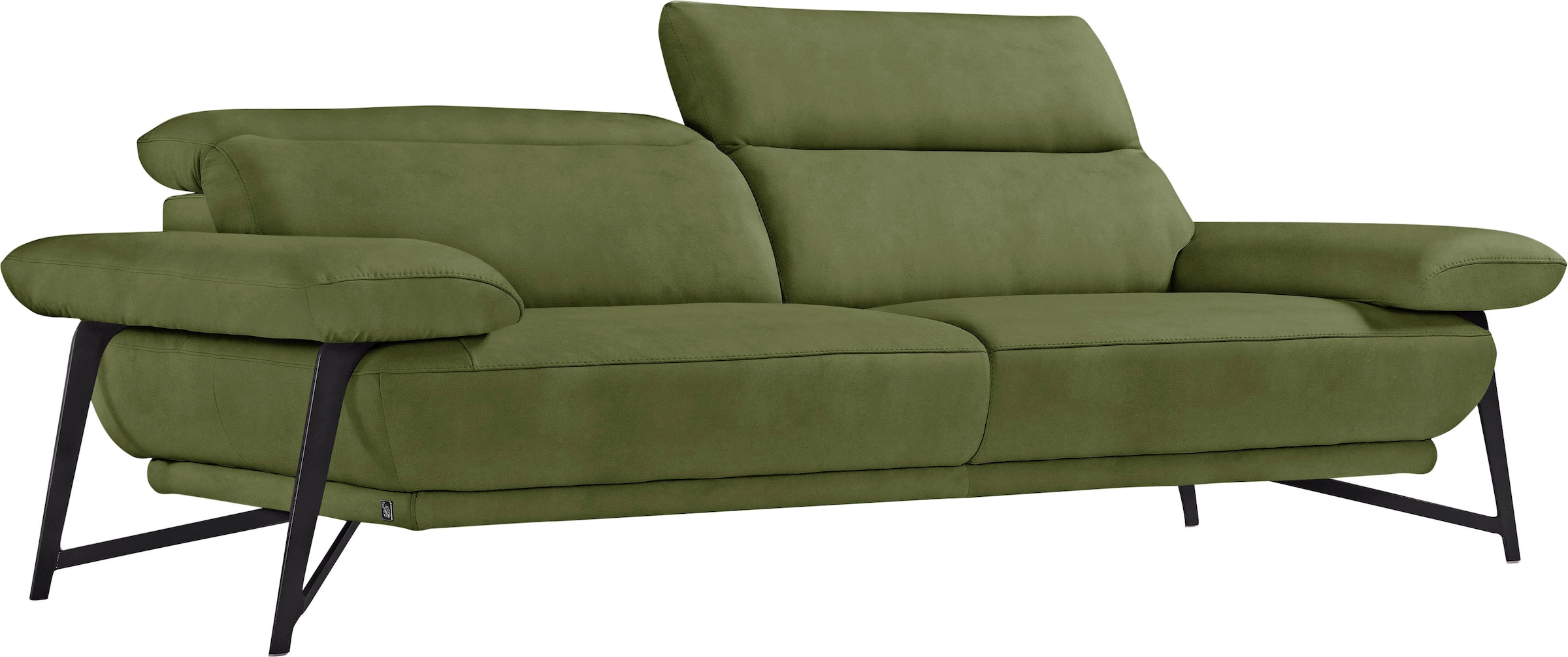 Egoitaliano 2,5-Sitzer »Anais, Designsofa mit erstklassigem Sitzkomfort, Fußfarbe schattengrau«, Kopfteil verstellbar, 232 cm, Luxus-Microfaser, kiwi