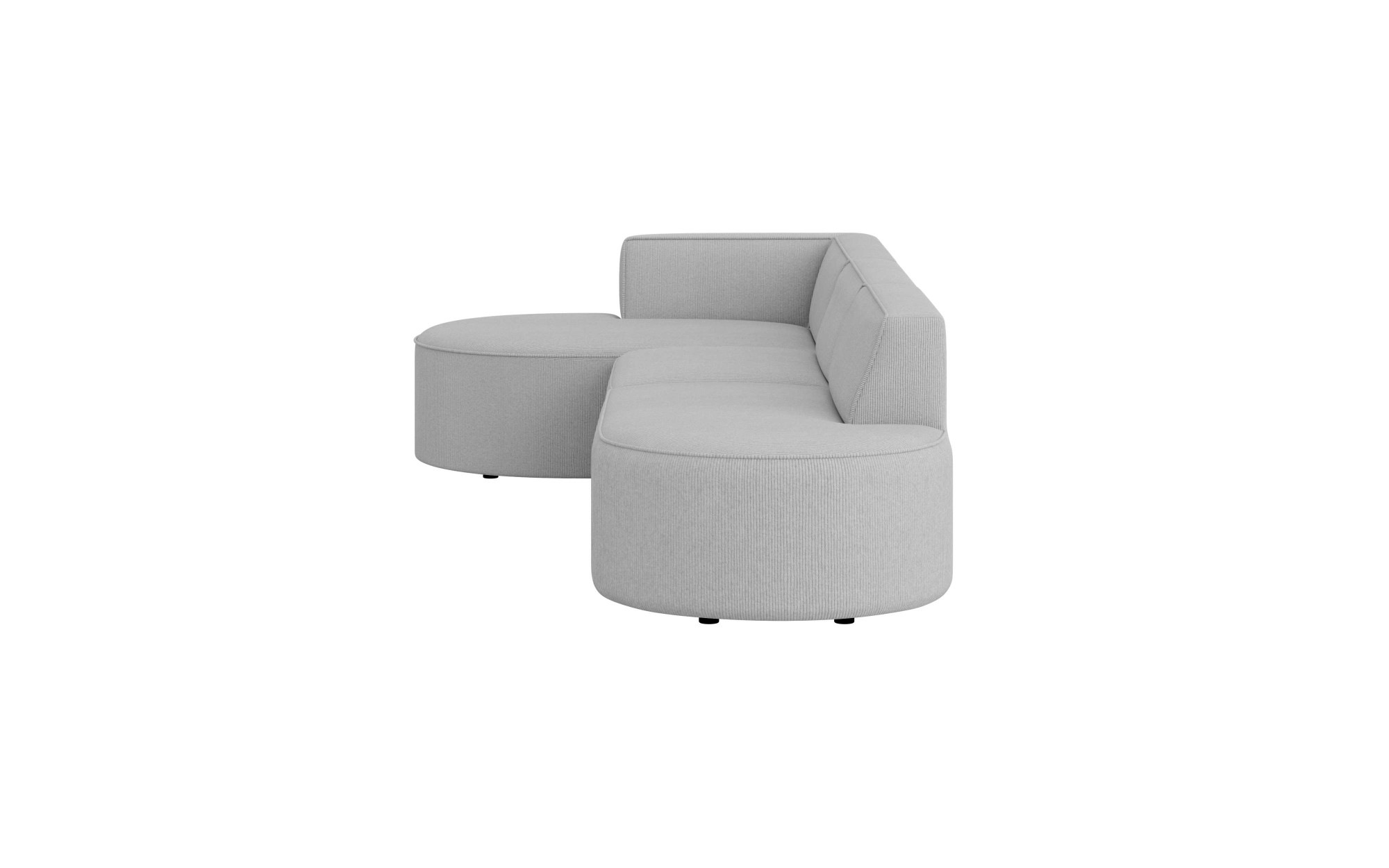 andas Ecksofa »EIVIND Designer Sofa mit Ottomane rechts/links, B/T/H: 343/159/72 cm«, L-Form mit Wellenunterfederung, auch in Feincord und Bouclé