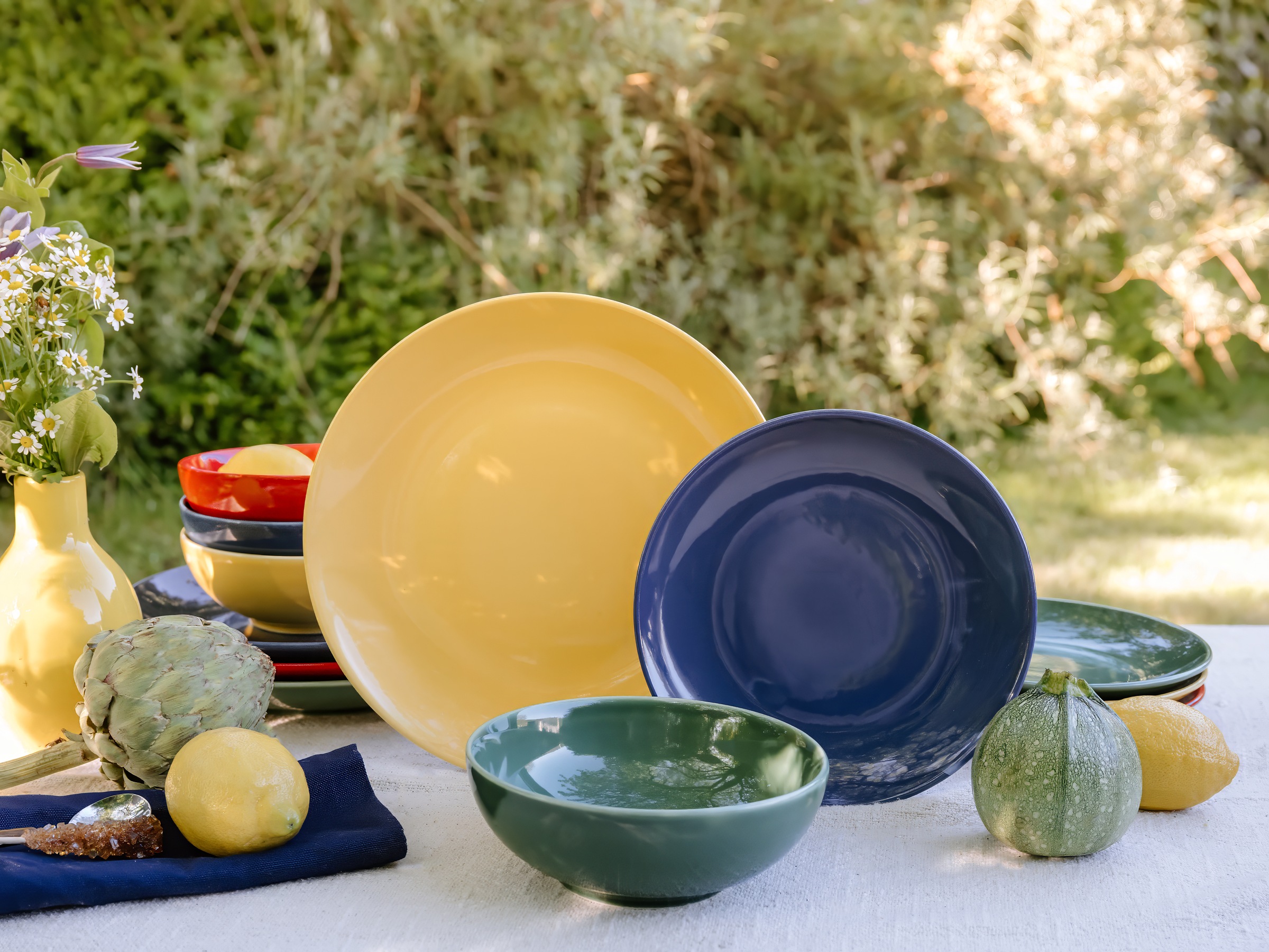CreaTable Teller-Set »Joy, Geschirr-Set, 12-tlg.« Hochwertiges Steinzeug, Skandinavische Klarheit