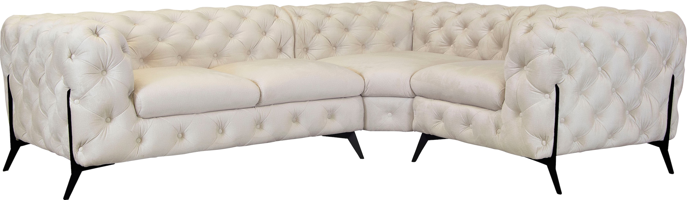 Leonique Chesterfield-Sofa "Amaury L-Form", moderne Chersterfield-Optik, Breite 262 cm, Fußfarbe wählbar