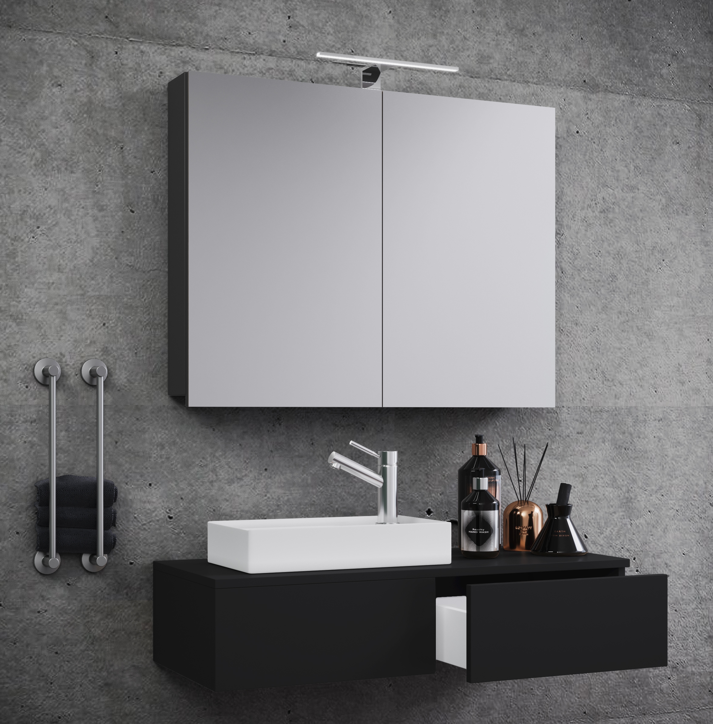 VCM Waschbeckenunterschrank »VCM 3-tlg Set | Waschplatz für Gäste WC | Gästebad | Waschtisch | Badezimmer Set - Gudas SC«, (3 St.)