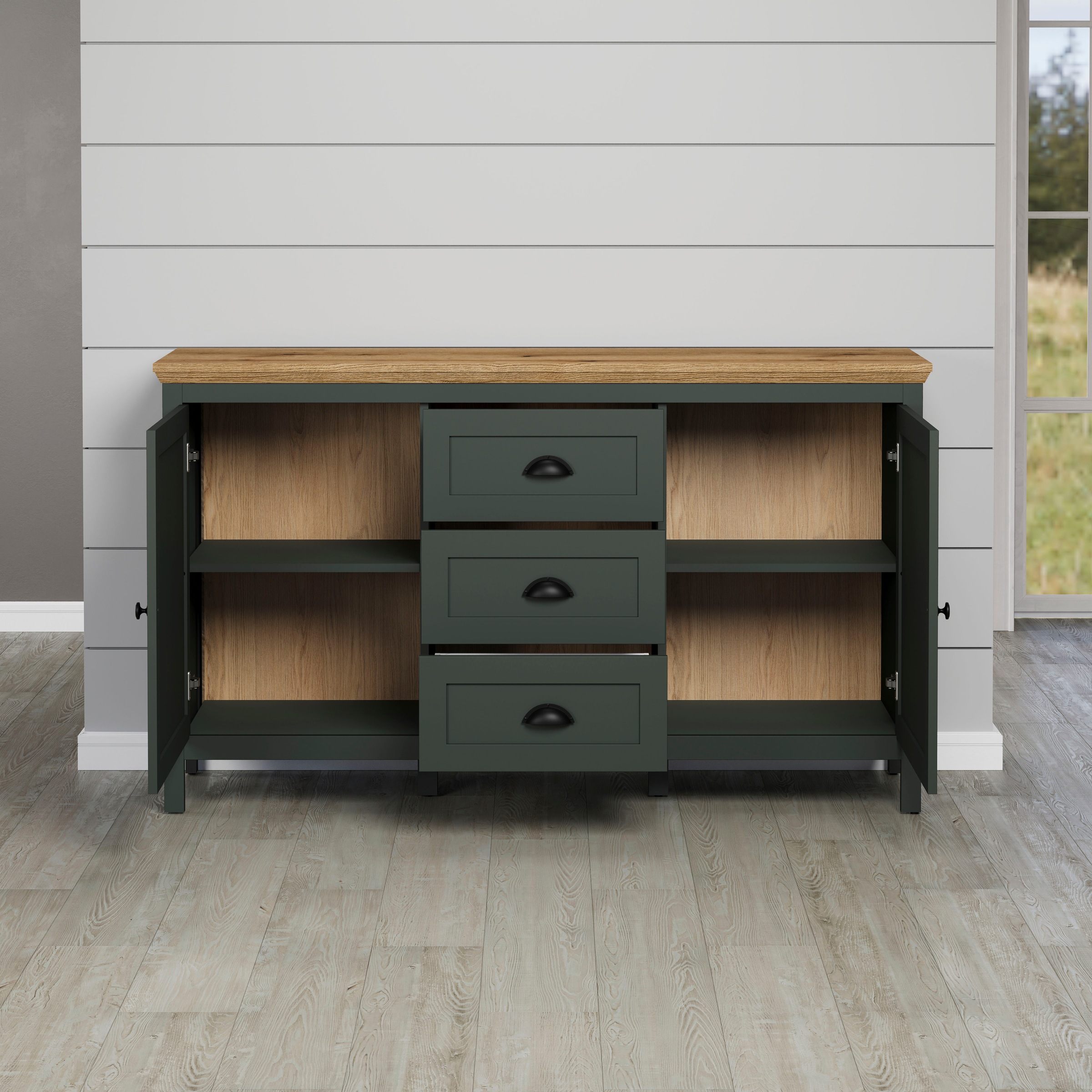 Home affaire Sideboard »Vienna« 1 Stk. tlg. Kommode im Landhausstil mit 3 Vollauszug-Schubladen und 4 Fächer