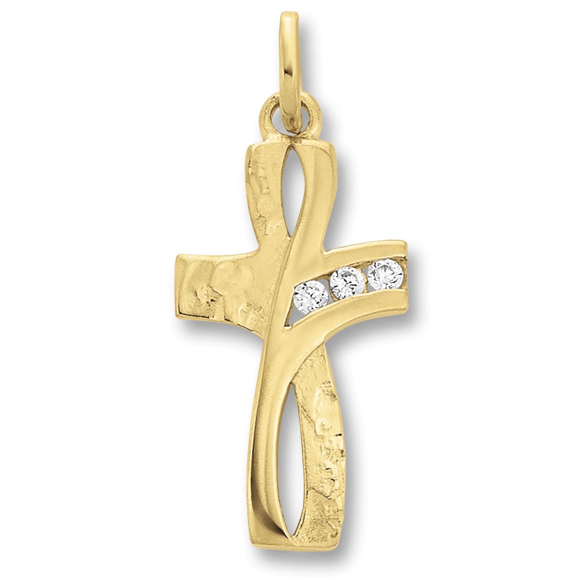 Kettenanhänger ONE ELEMENT "Zirkonia Kreuz Anhänger aus 333 Gelbgold", gold, Schmuckanhänger, Damen, Gelbgold 333 Gold, Gelbgold 333, Gold, Kettenanhänger, Zartes Emblem – unaufdringlich und dennoch ausdrucksstark
