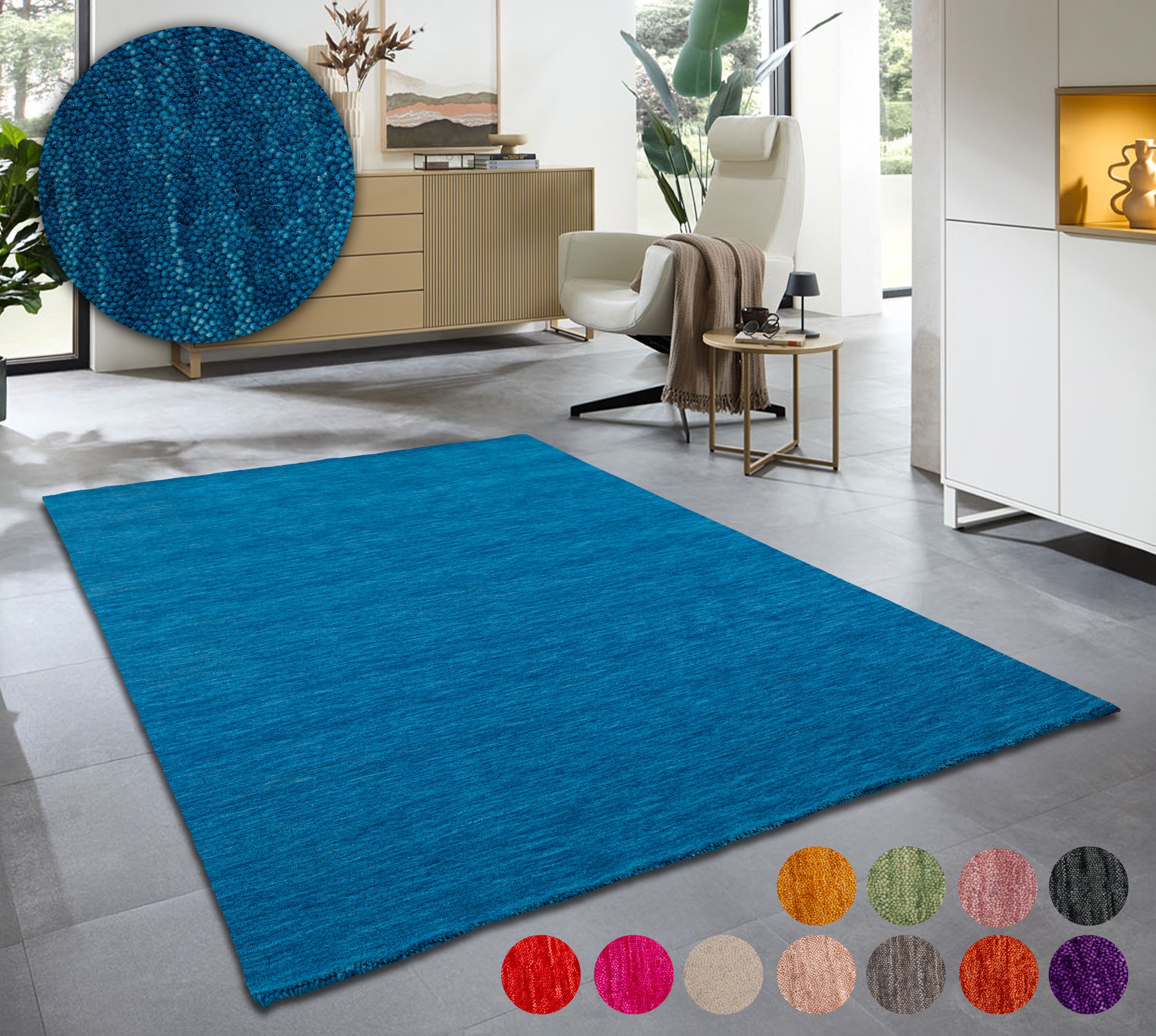 OTTO home Wollteppich "Karchau, Handwebteppich" rechteckig 13 mm Höhe reine Wolle, meliert, handgewebt, brilliante Farben