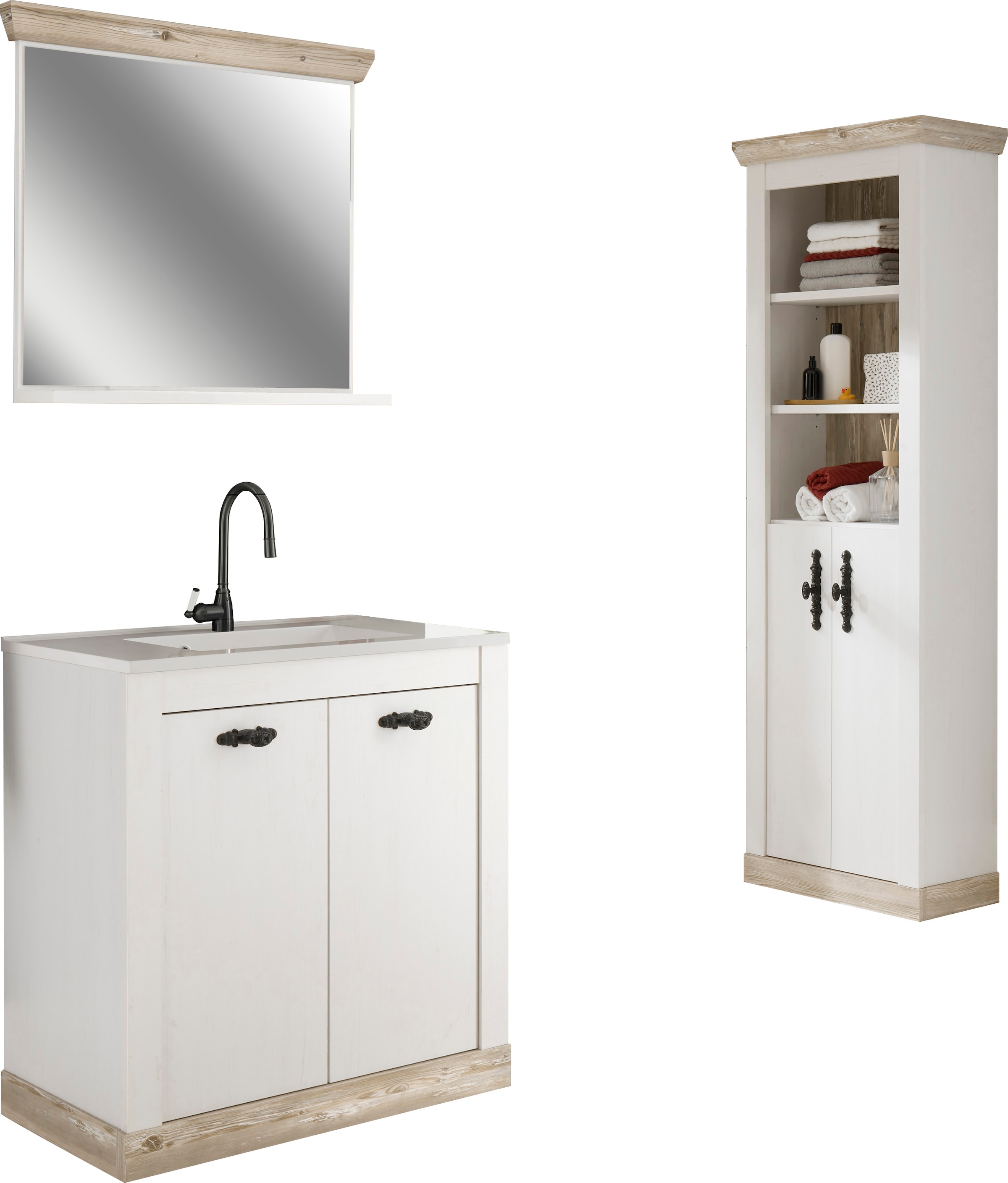 Home affaire Badmöbel-Set "Florenz, Bad im Landhausstil, 3-teiliges Badezim günstig online kaufen