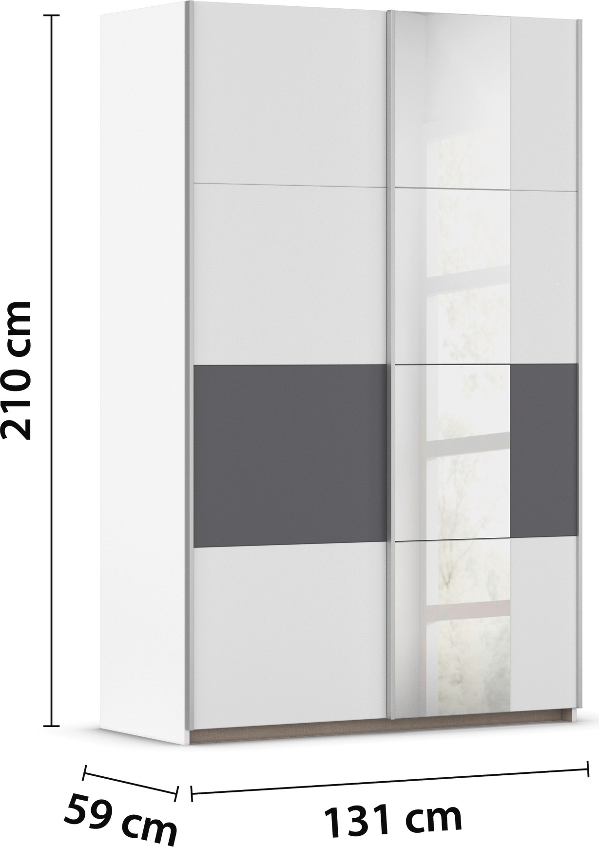 rauch Schwebetürenschrank »Kleiderschrank Schrank Garderobe Schlafzimmerschrank OXFORD«, (in 3 verschiedenen Ausstattungen BASIC/CLASSIC/PREMIUM), mit Griffleisten aus Metall, auch für kleinere Räume MADE IN GERMANY