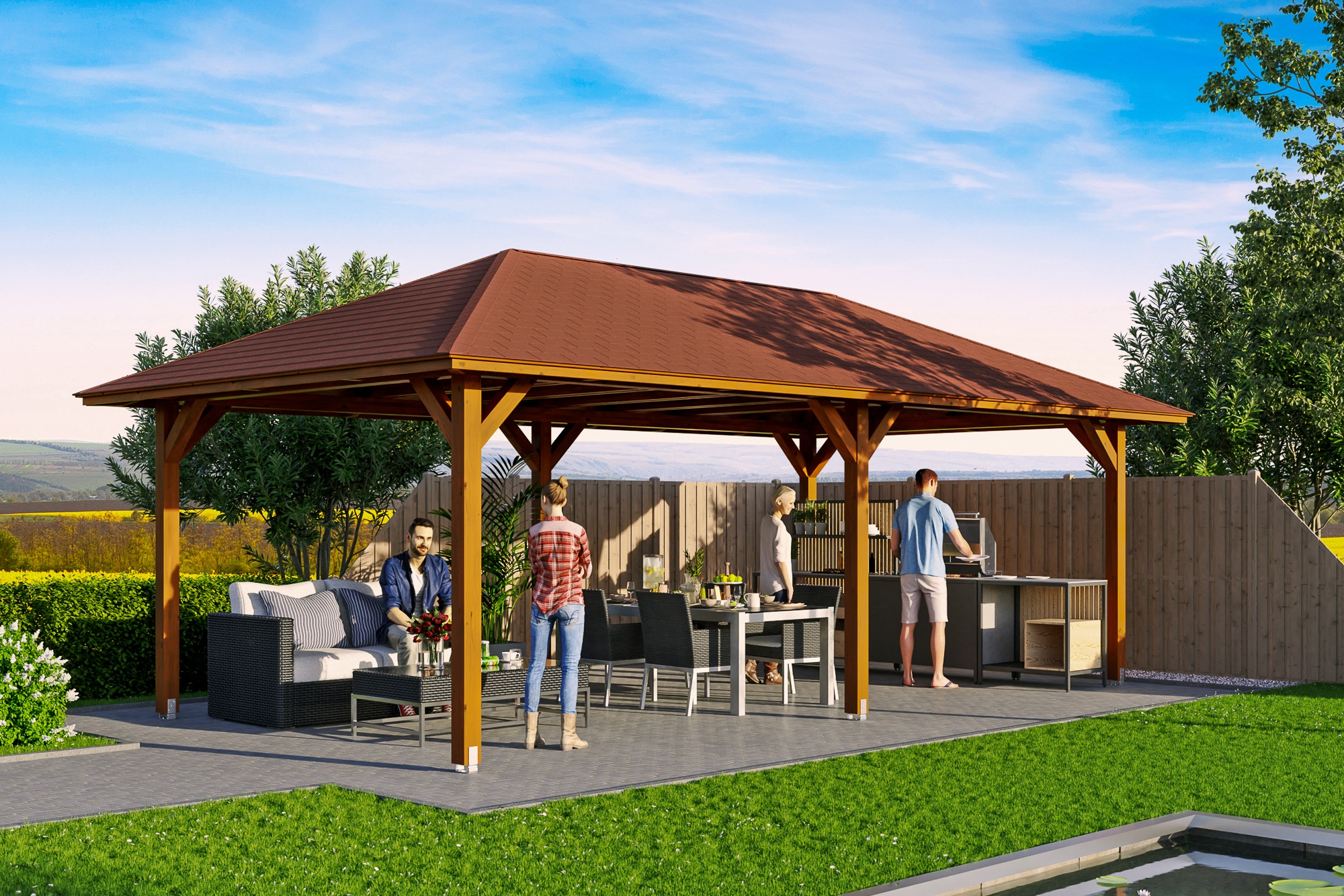 Skanholz Holzpavillon »Orleans 2«, Leimholz, 359 x 706 cm