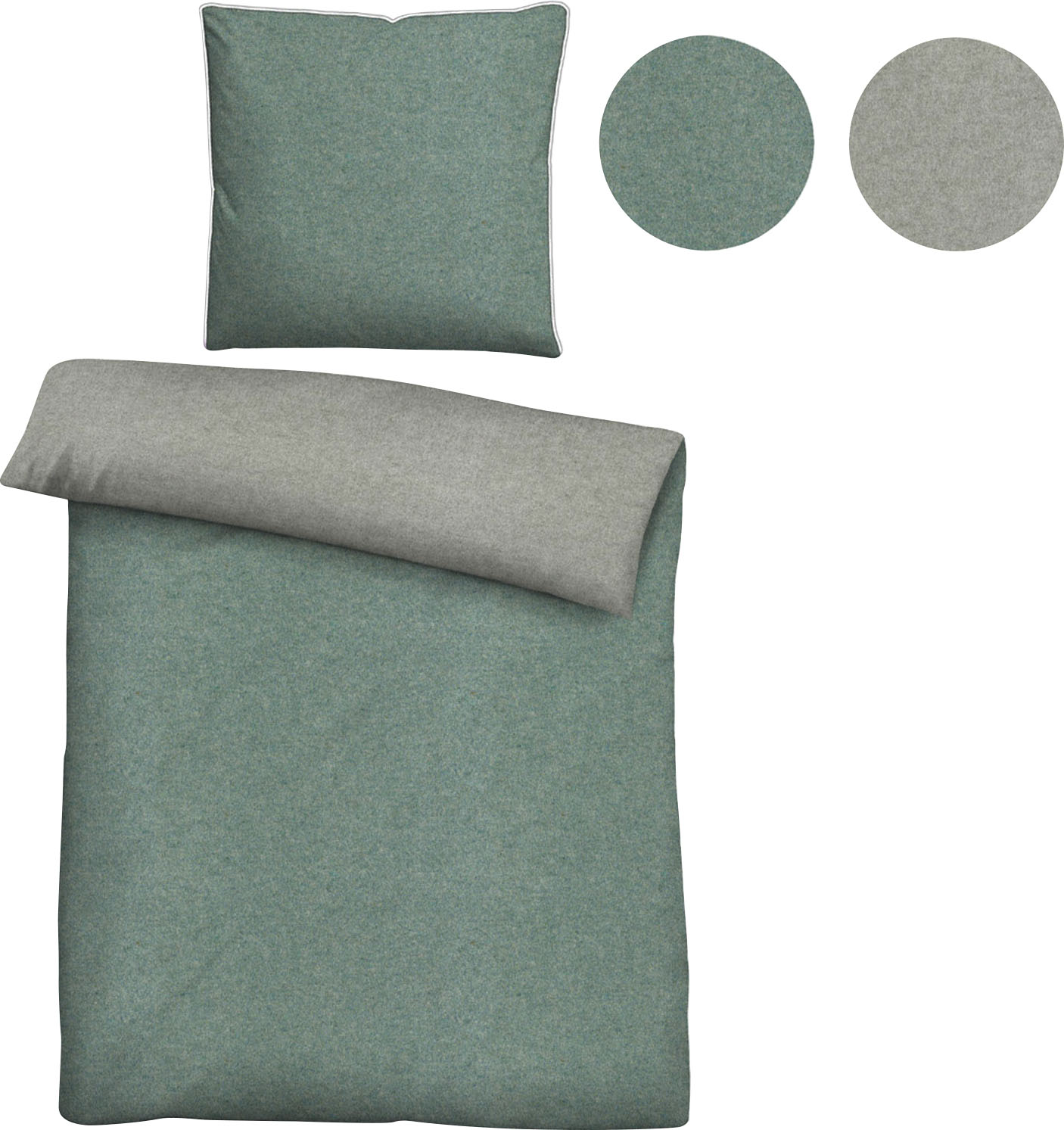 Thumbnail - Biberna Wendebettwäsche "Hermal" 2 Stk. tlg. Flanell in Melangeoptik, Winterbettwäsche, Made in Germany