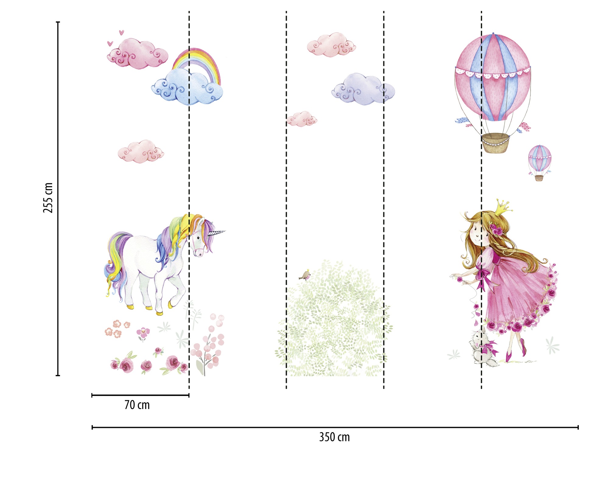 A.S. Création Vliestapete »Kinderzimmer Fototapete Einhorn Prinzessin Rosa« matt strukturiert