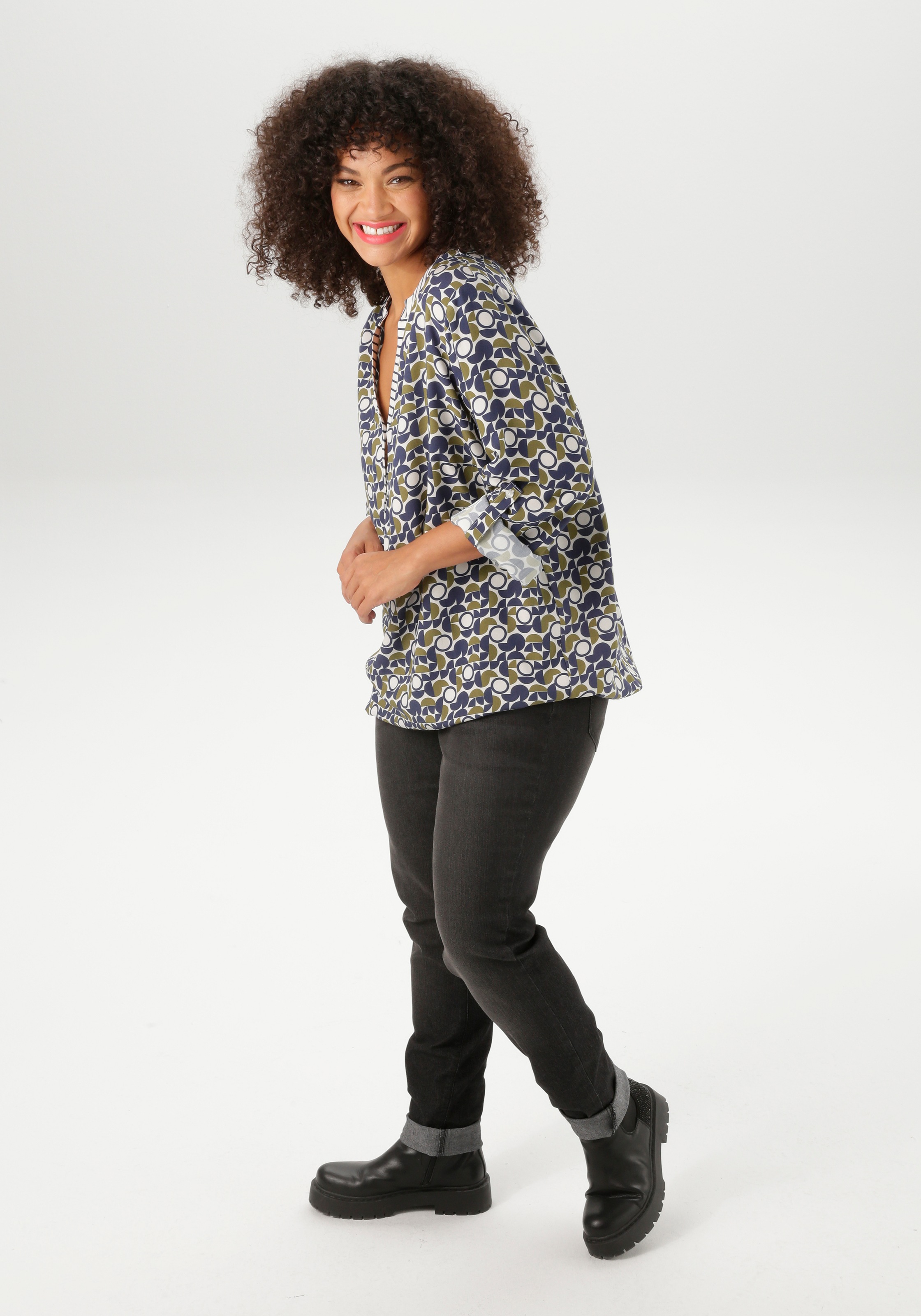 Aniston PLUS Schlupfbluse In trendigem Alloverdruck günstig online kaufen