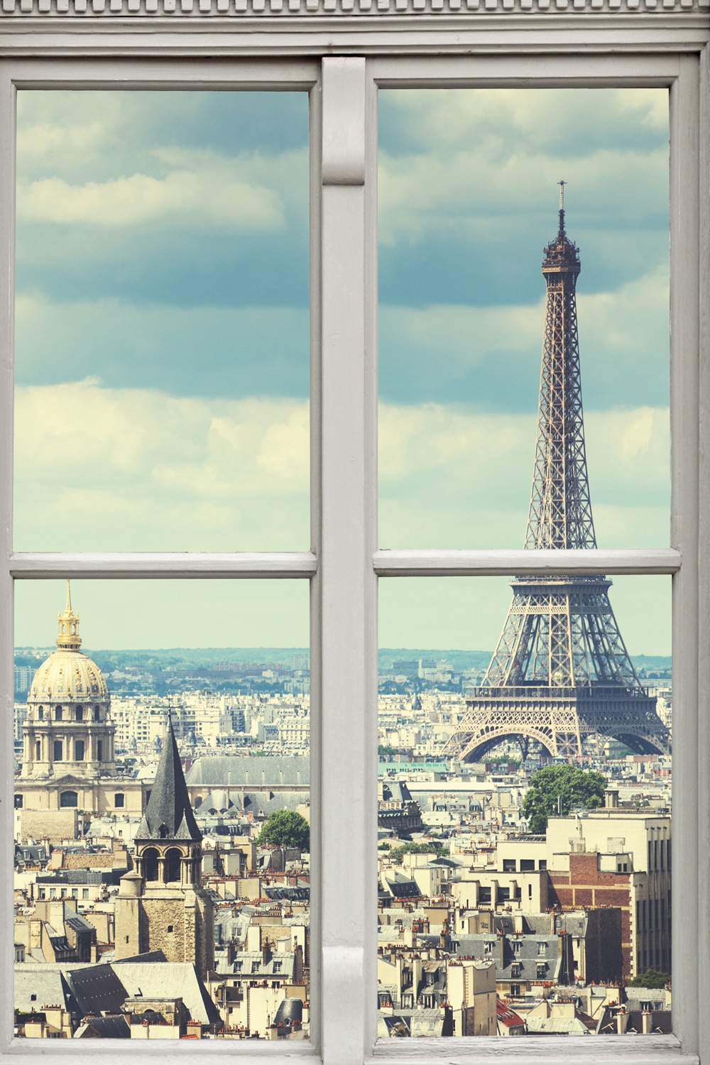 queence Leinwandbild "Paris", Stadt-Paris-Fensterblick, (1 St.), Premium-Le günstig online kaufen