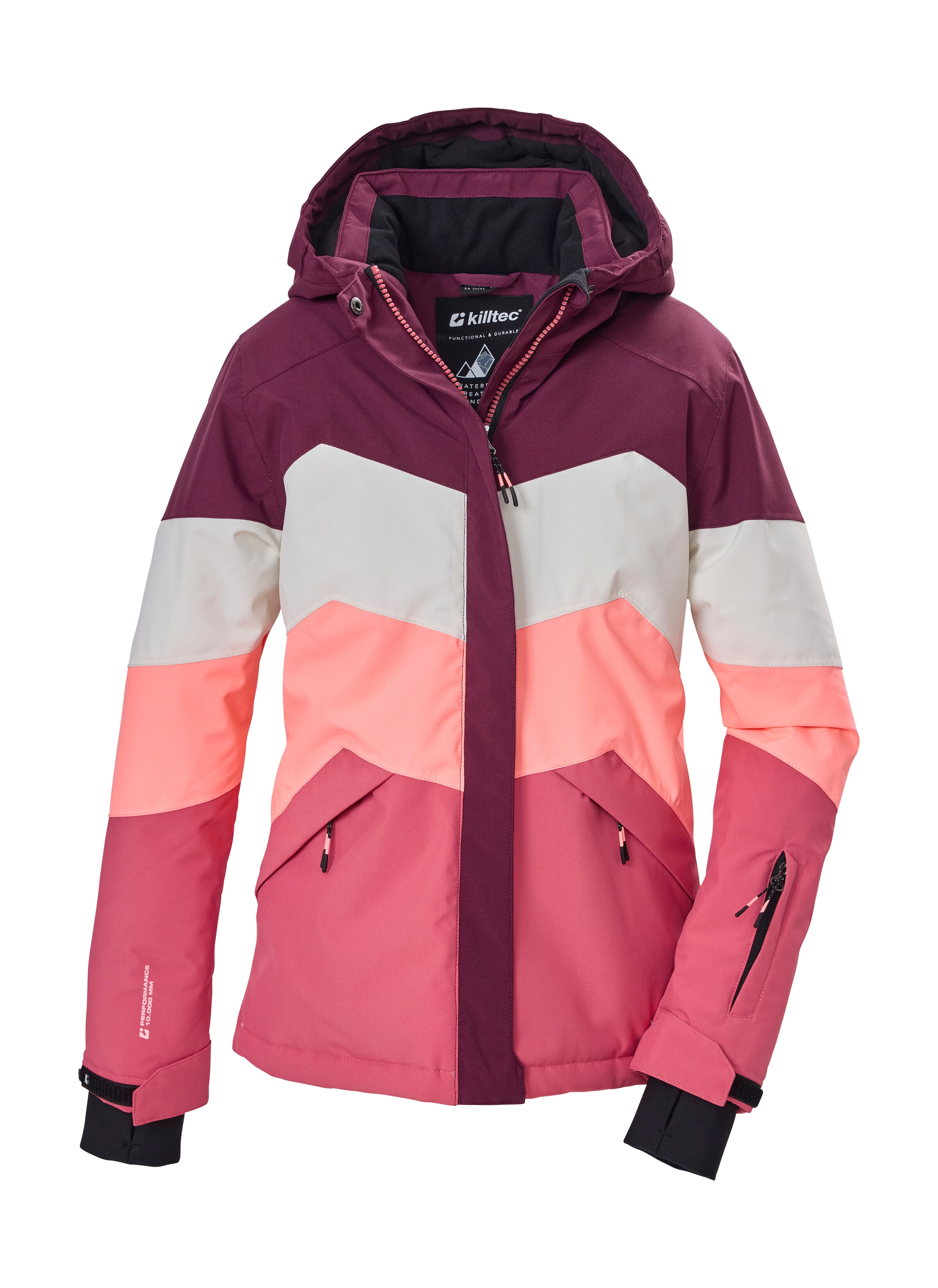 Killtec Skijacke "KSW 188 GRLS SKI JCKT" Kinder Skijacke: wasserdicht, atmungsaktiv, verstellbar, Colourblock
