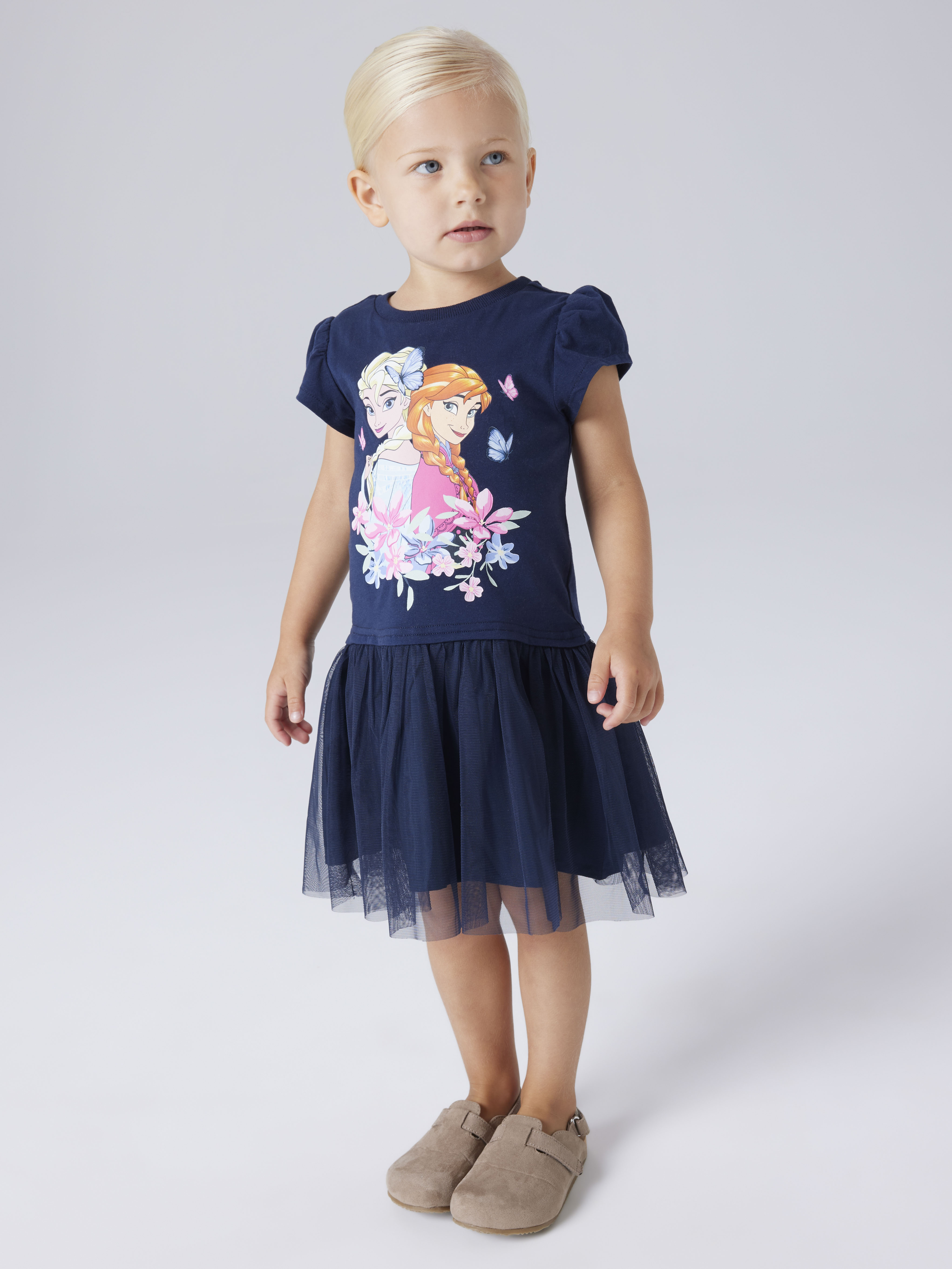 Name It Jerseykleid "NMFMEMMA FROZEN SS TULLE DRESS LNOOS WDI" Materialmix, regular fit