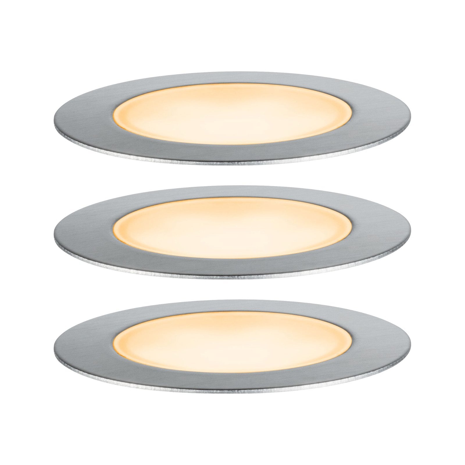 Paulmann LED Einbauleuchte "Plug & Shine Floor Basisset IP67 2200K 3x2W 21VA Silber" 3 Stk. Bodeneinbauleuchte, Insektenfreundlich