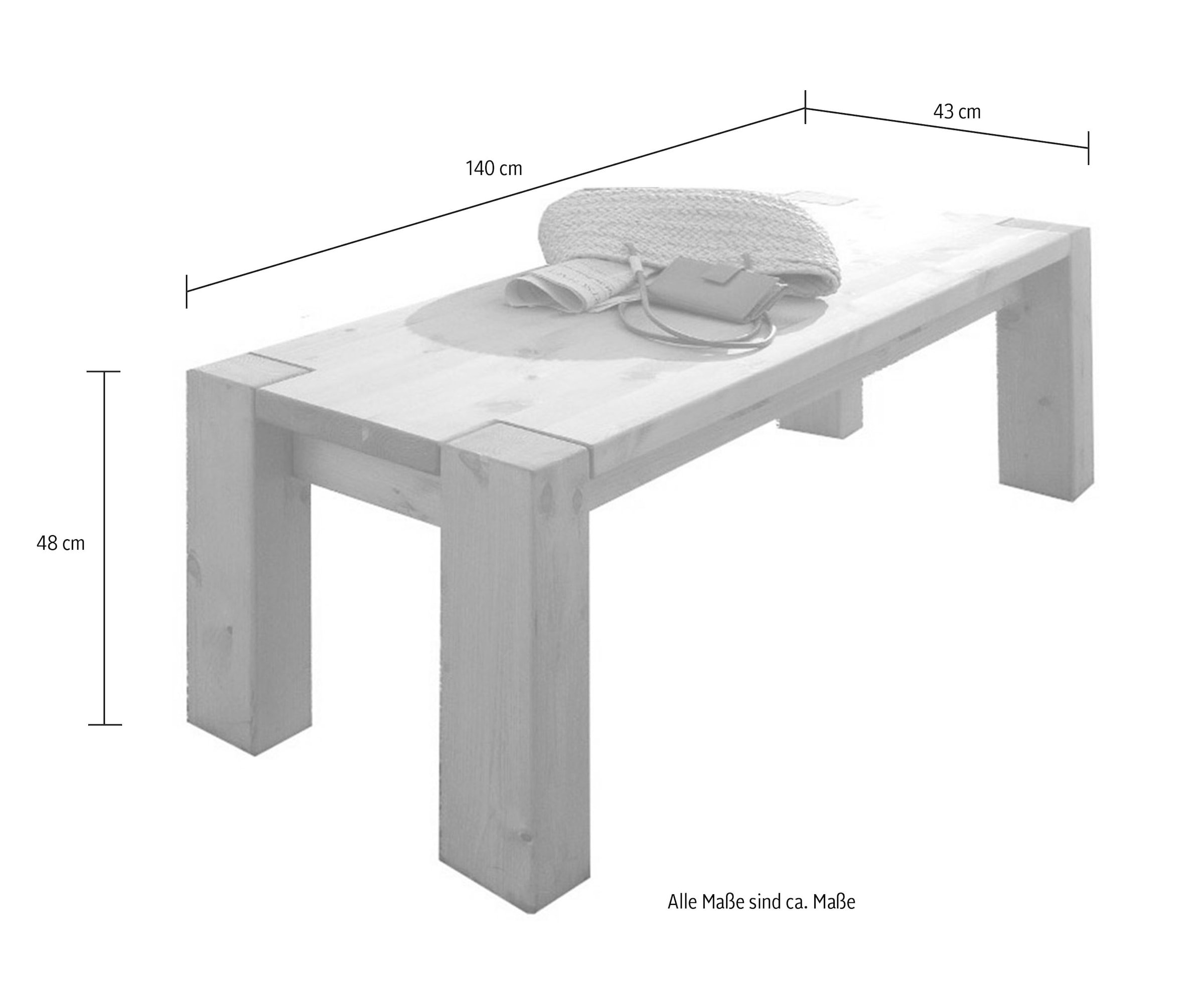 Wohnglücklich by Infantil Sitzbank »Vita«, Essbank, Küchenbank, Esszimmerbank, Kiefer massiv, Landhausstil