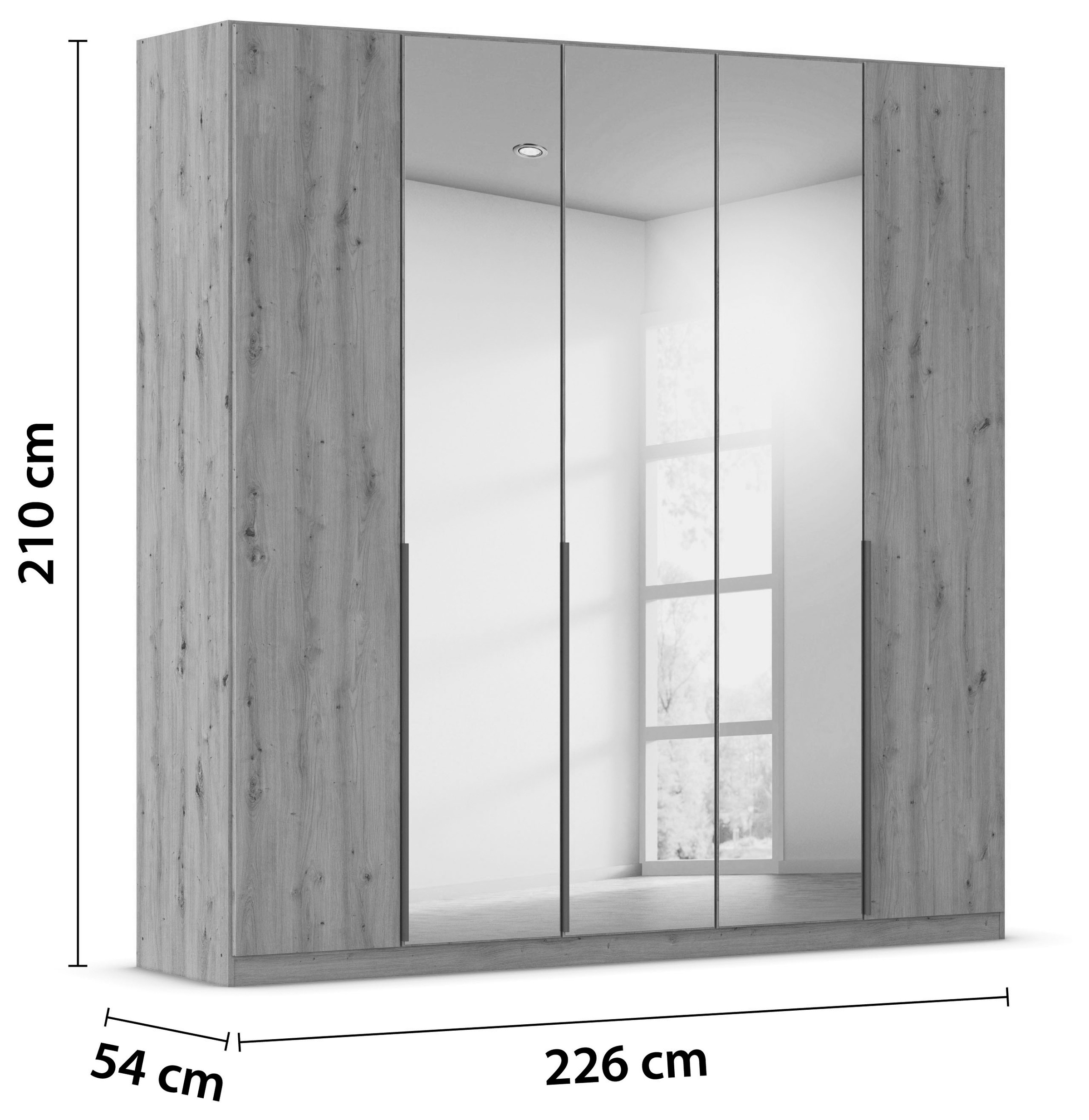 rauch Drehtürenschrank »Kleiderschrank Schrank Garderobe AGORDO mit Dekor- oder Hochglanzfront«, (in zwei Griff-Farben), durchdachte Innenausstattung, in 6 Breiten und 2 Höhen MADE IN GERMANY