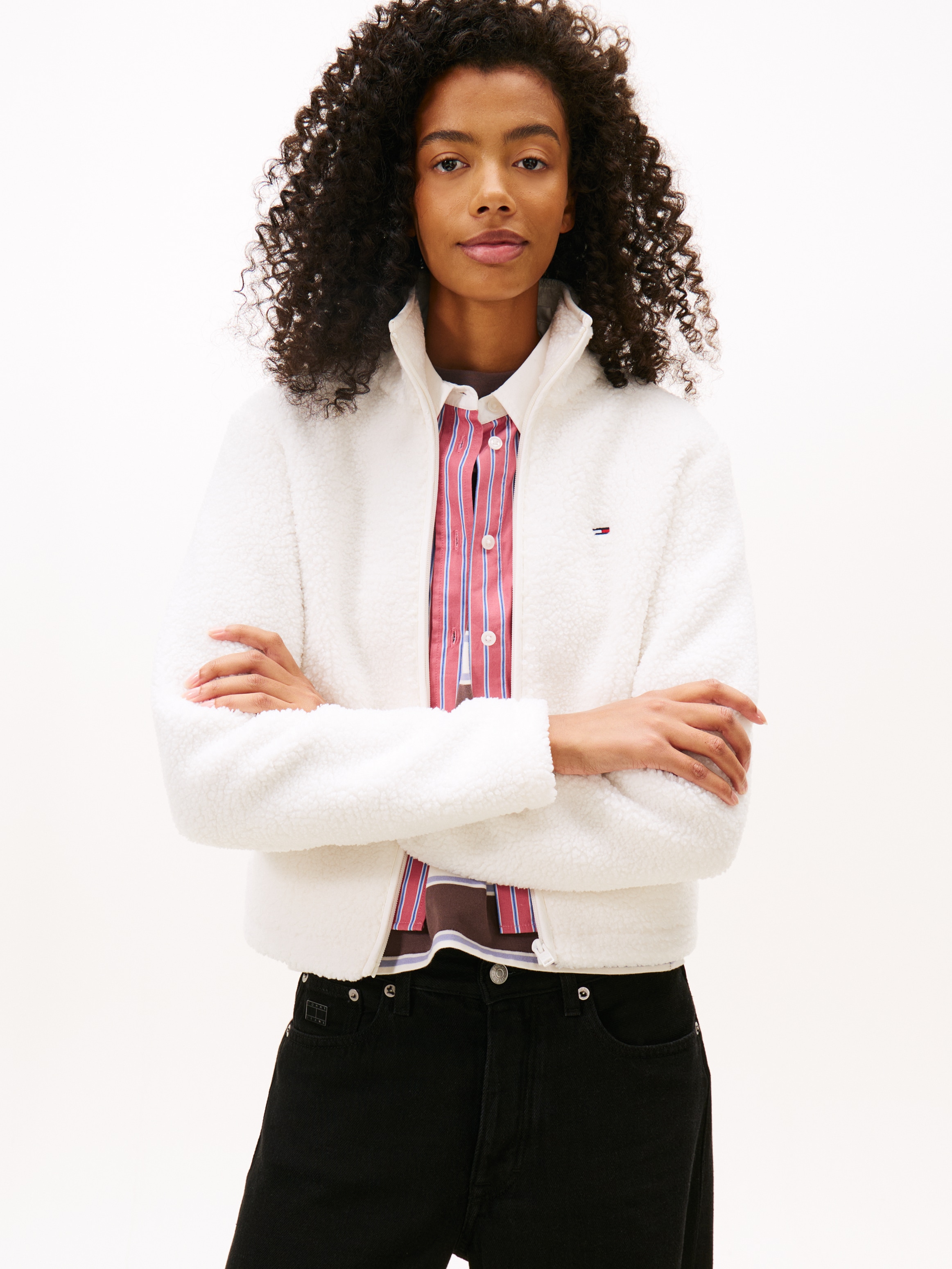 Tommy Jeans Sweatjacke "TJW REG SH S-FLAG TEDDY ZIP THRU" günstig online kaufen