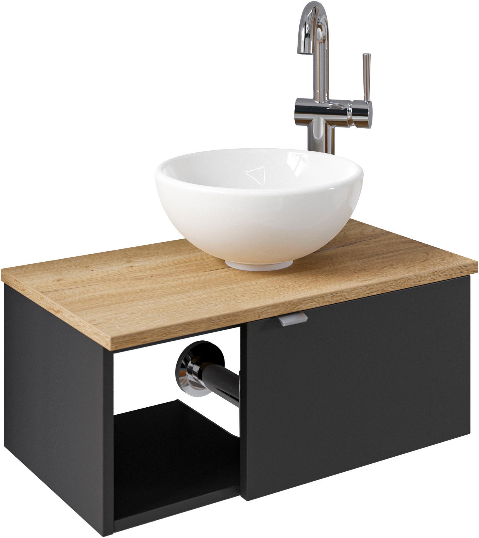 Saphir Waschtisch »Serie 6915 Waschschale mit Unterschrank für Gästebad, Gäste WC«, 61 cm breit, 1 Tür, offenes Fach, kleine Bäder, ohne Armatur