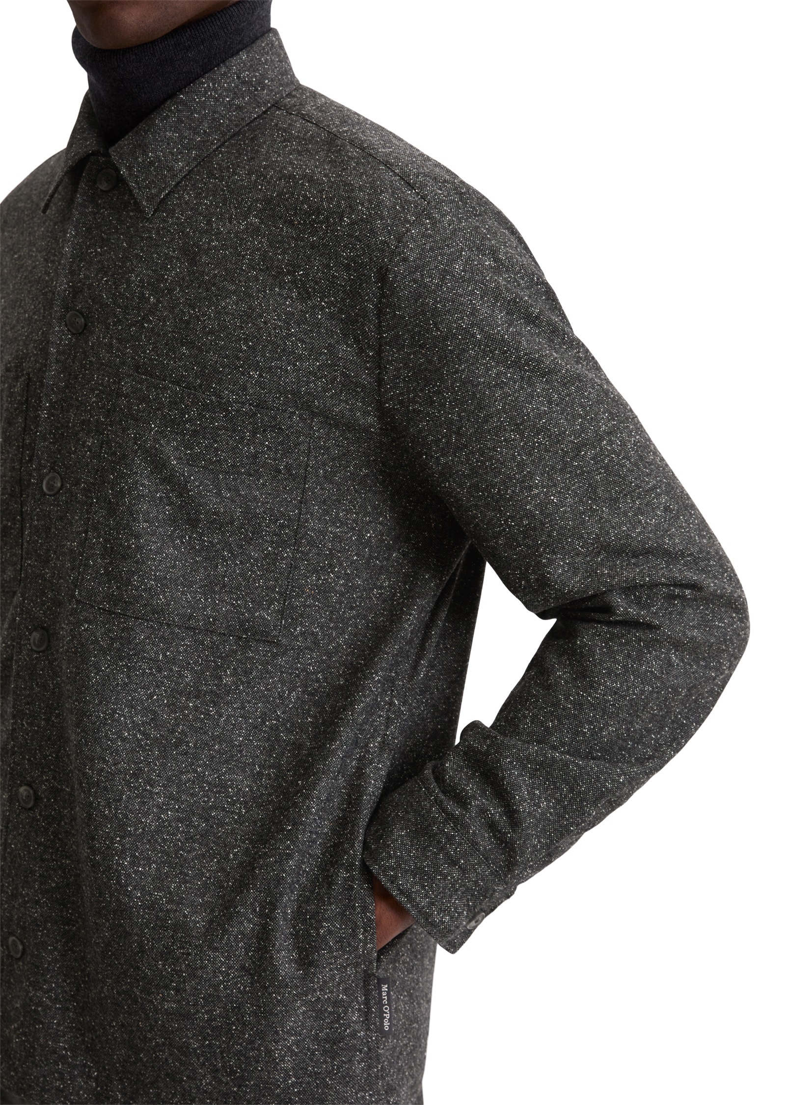 Thumbnail - Marc OPolo Hemdjacke Overshirt aus Woll-Mix, lockere Form, melierte Struktur