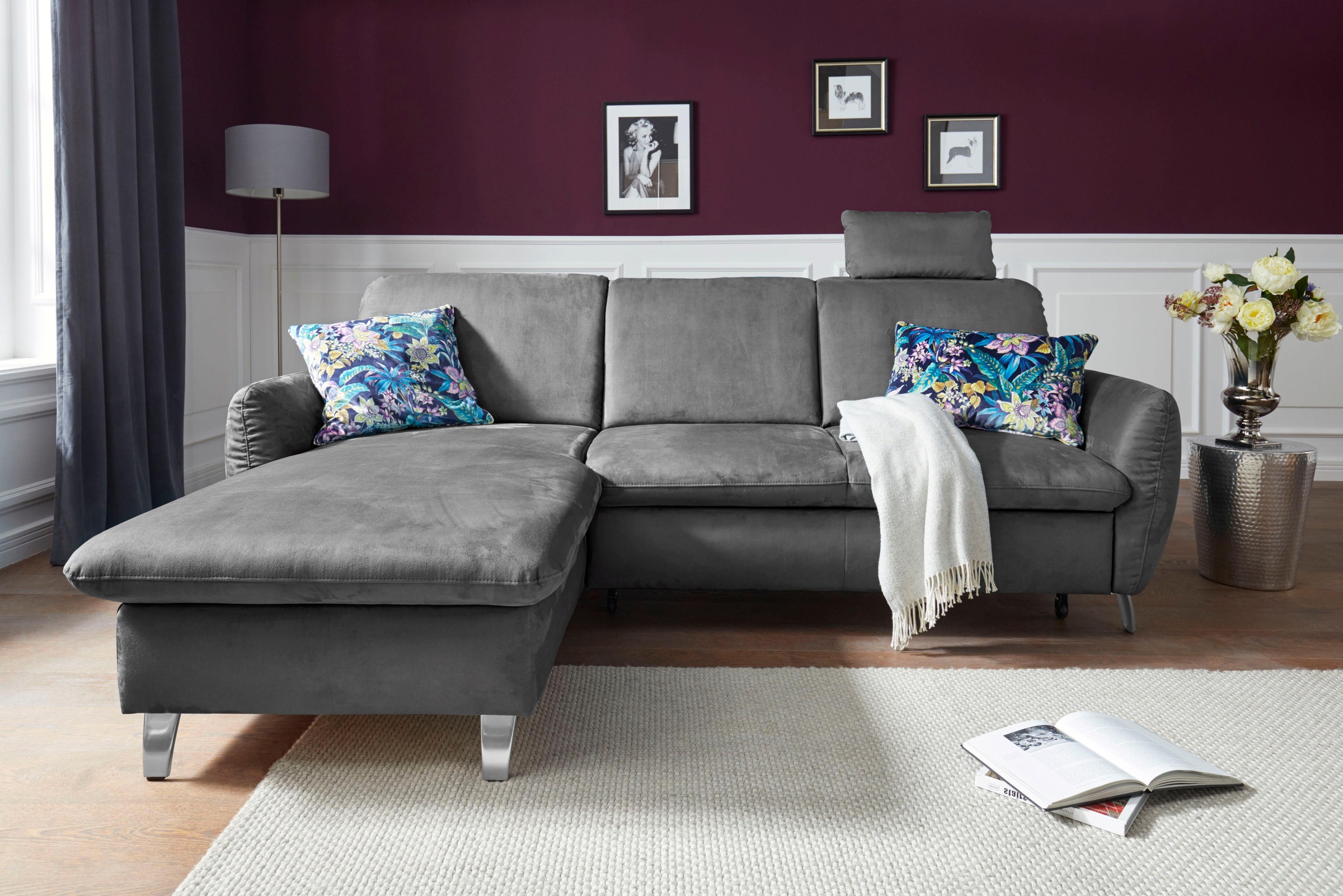 sit&more Ecksofa "Daytona L-Form" mit Federkern, einer Kopfstütze und wahlw günstig online kaufen