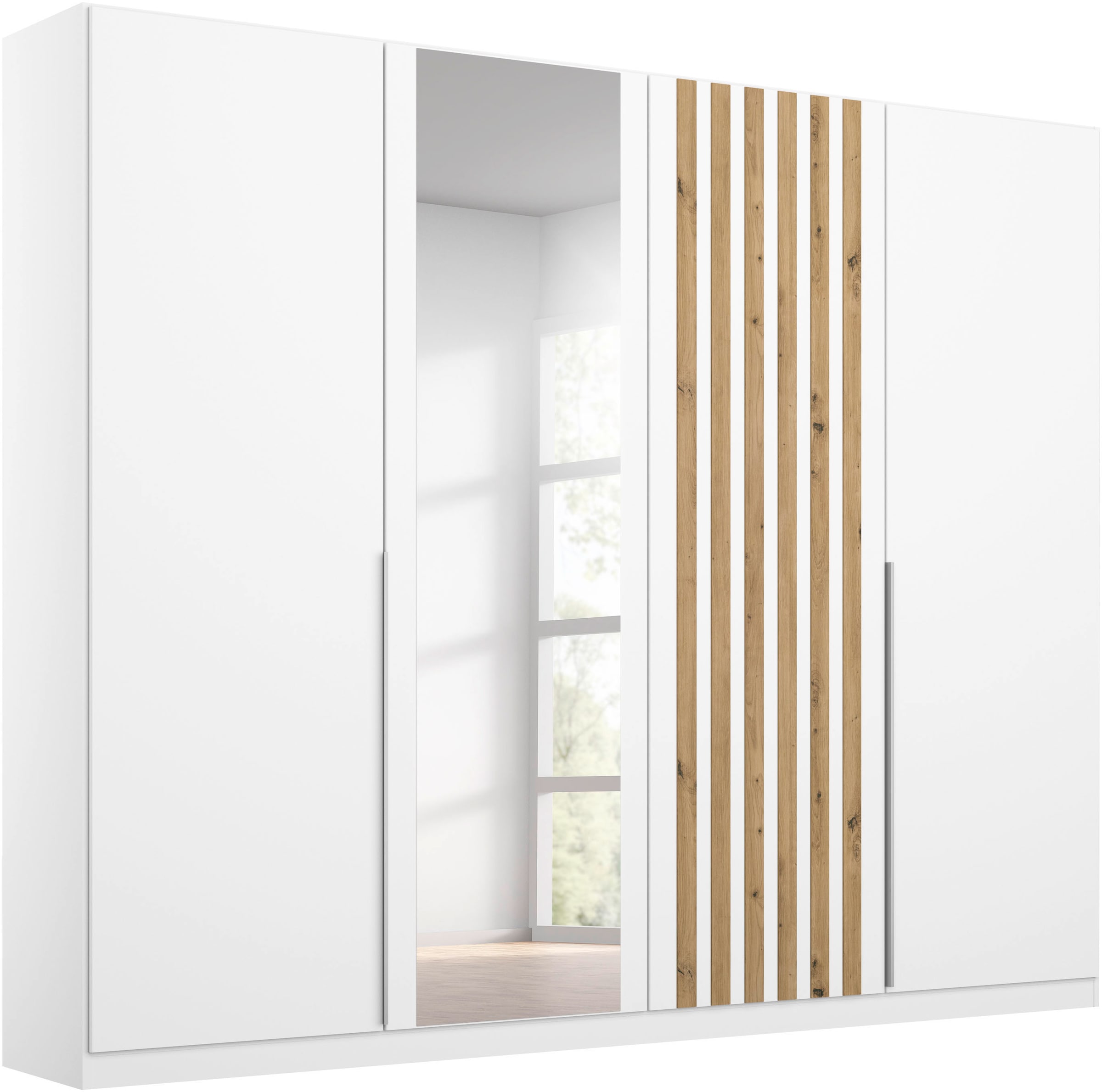 rauch "Kleiderschrank Schrank Garderobe Breiten 181/226/271 cm LAMELLA" 3 verschiedene Ausstattungen BASIC/CLASSIC/PREMIUM (inkl. SOFT-CLOSE), elegante Lamellen-Auflage in 3D Akustikpaneel Optik MADE IN GERMANY