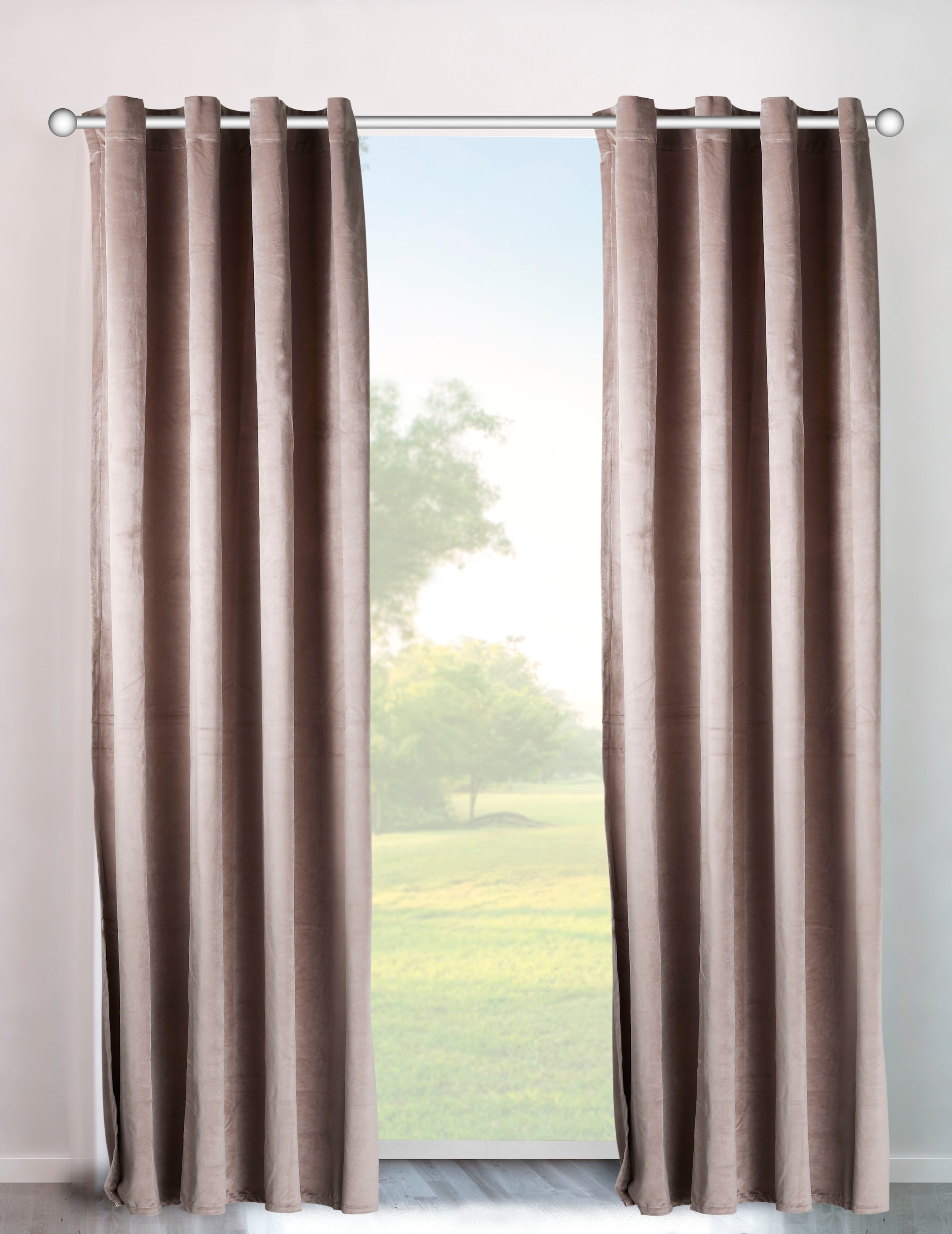 my home Vorhang "Velvet Uni" Ösen 2 Stk. tlg. Blickdichter Samt, 2-er Set, günstig online kaufen