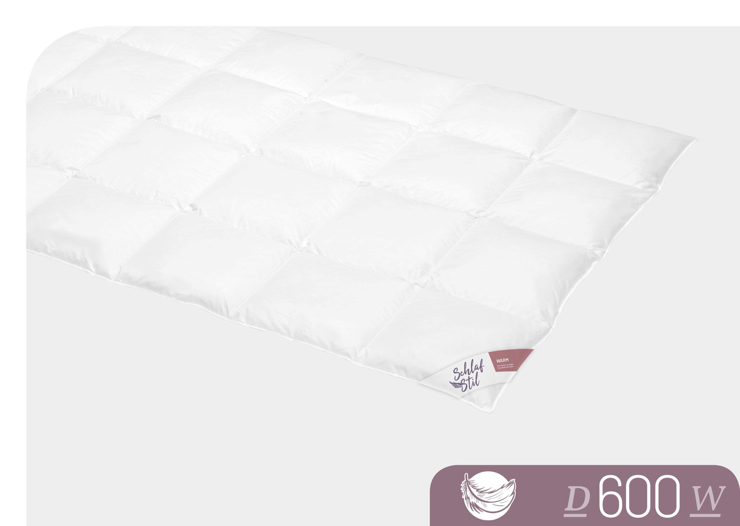 Schlafstil Gänsedaunenbettdecke "D600" warm Füllung 100Gaensedaunen 1 tlg. günstig online kaufen