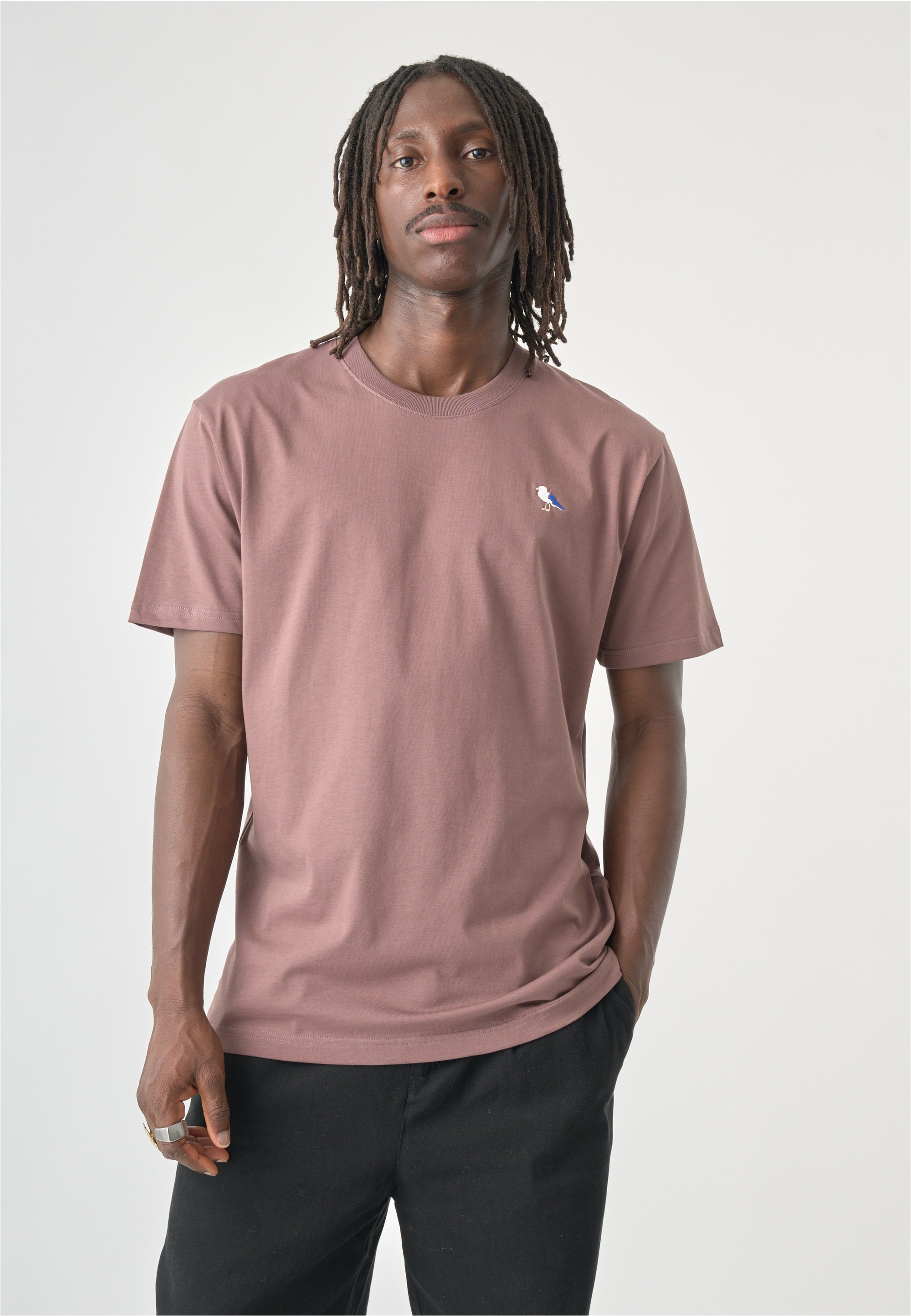 Cleptomanicx T-Shirt "Embro Gull" mit Gull-Stickerei