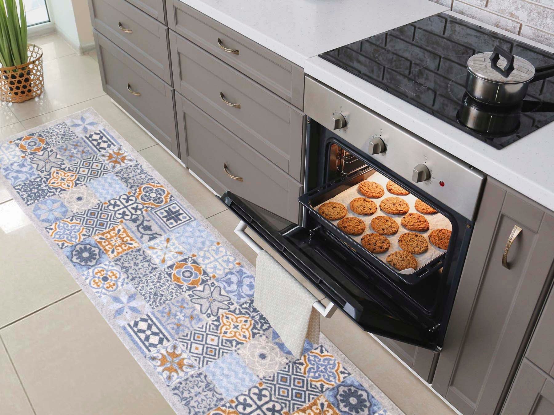 Primaflor-Ideen in Textil Küchenläufer »MOROCCAN TILES, Made in Belgium« rechteckig 6,5 mm Höhe Fliesen Design, Ornamente, 50x150 cm, rutschhemmend, waschbar