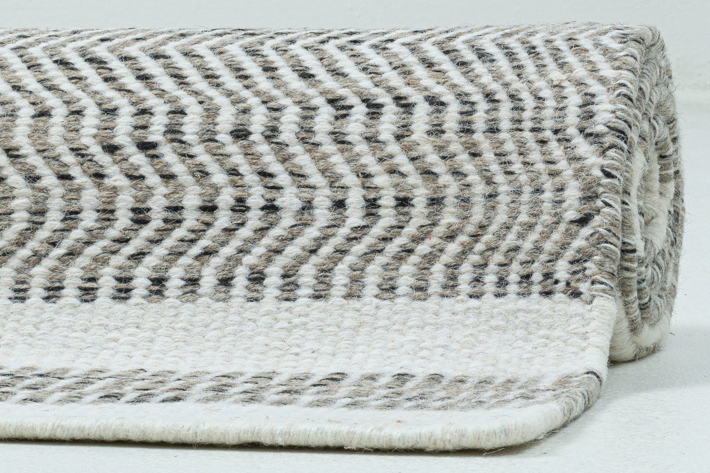 my home Wollteppich »Prenten«, rechteckig, 10 mm Höhe, Handweb Teppich, reine Wolle, gestreift, modernes Design, Wohnzimmer