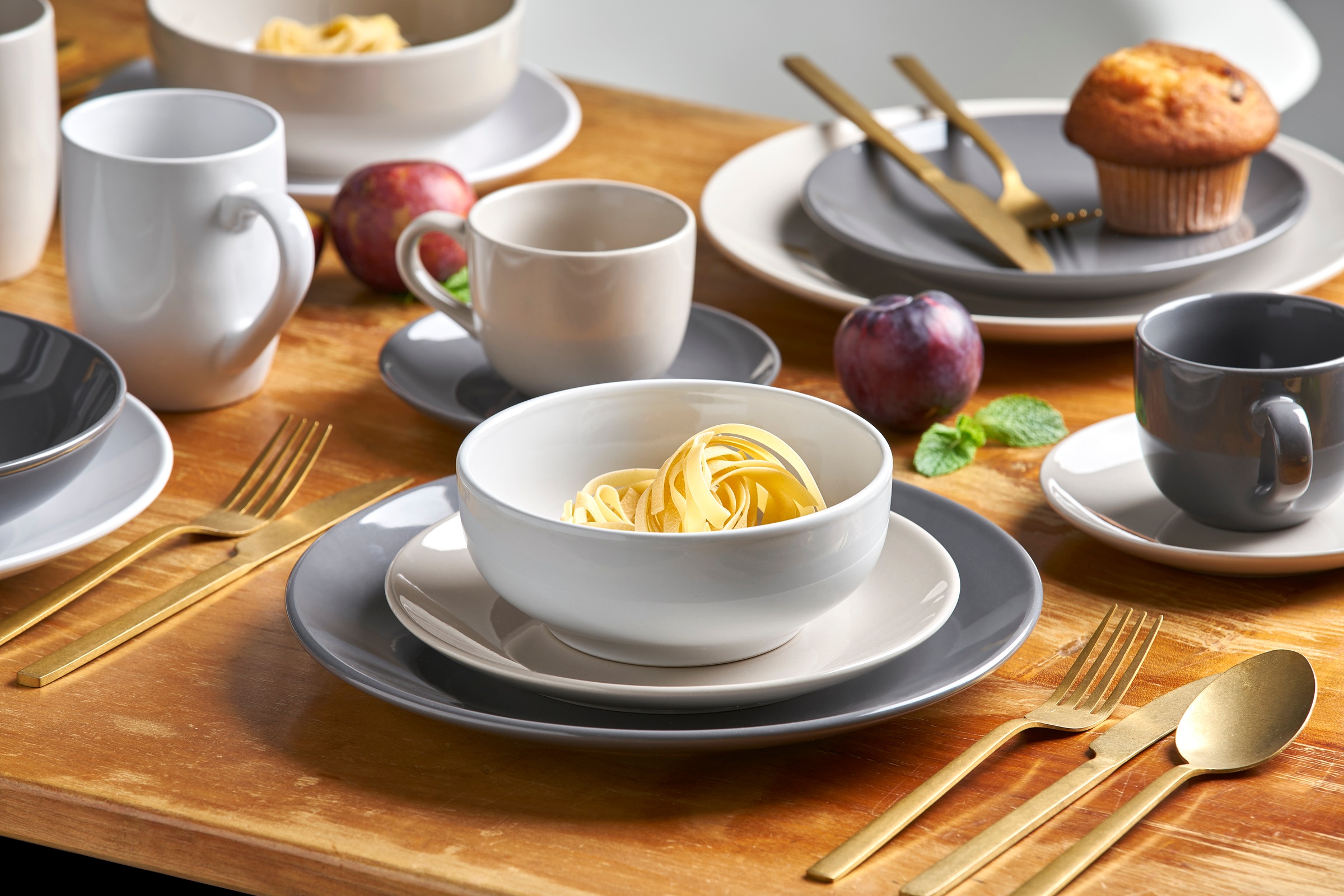 Untertasse VAN WELL "Malmö Kaffee-Untertasse 14,5 cm, 6 Stück", anthrazit, H:2cm Ø:15cm, Steingut, Speiseteller, Teller Set, Steingut, spülmaschinen-/mikrowellengeeignet 3