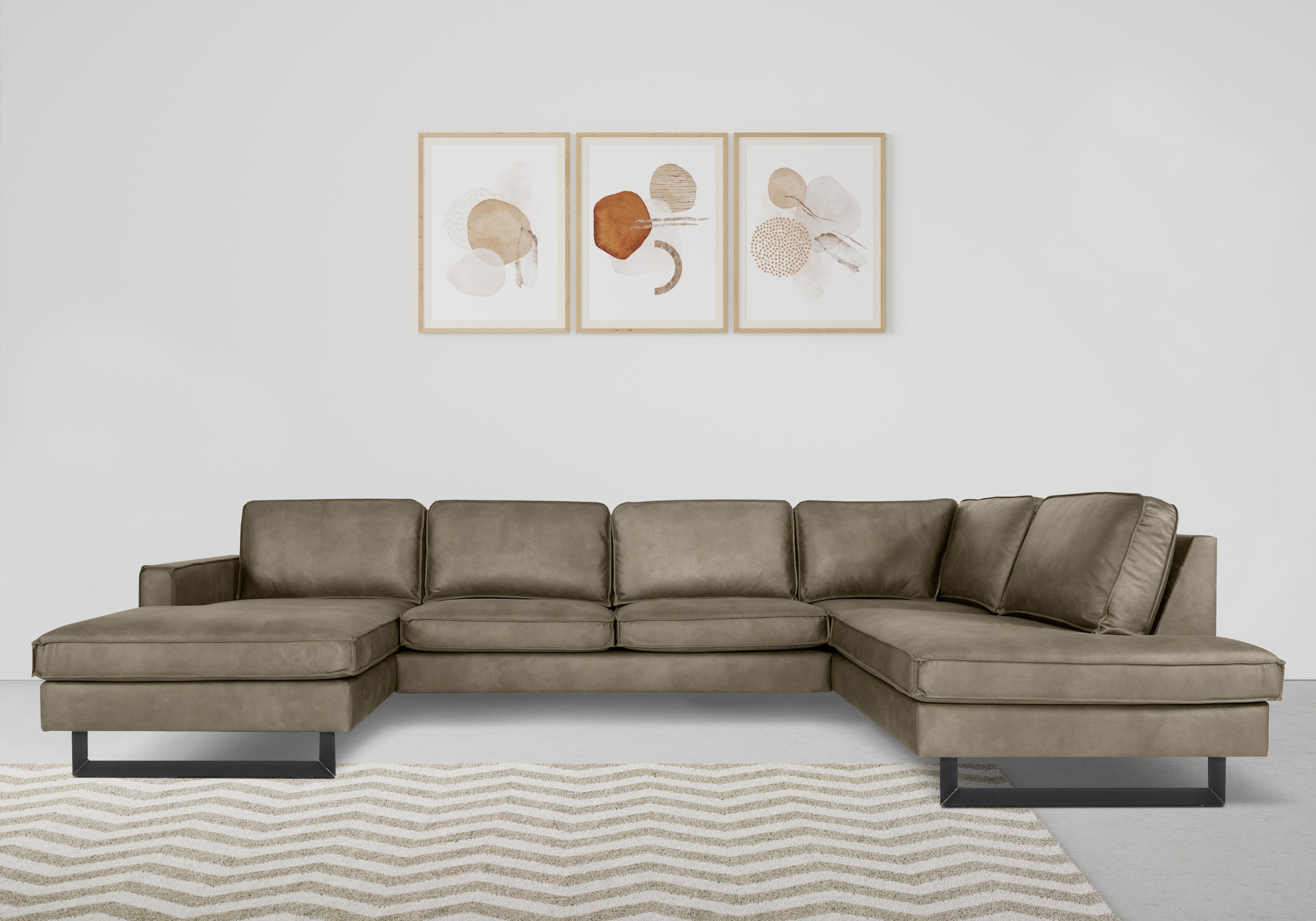 Home affaire Wohnlandschaft "Pinto, 350 cm, U-Form, XXL, mit Ottomanen" Cor günstig online kaufen