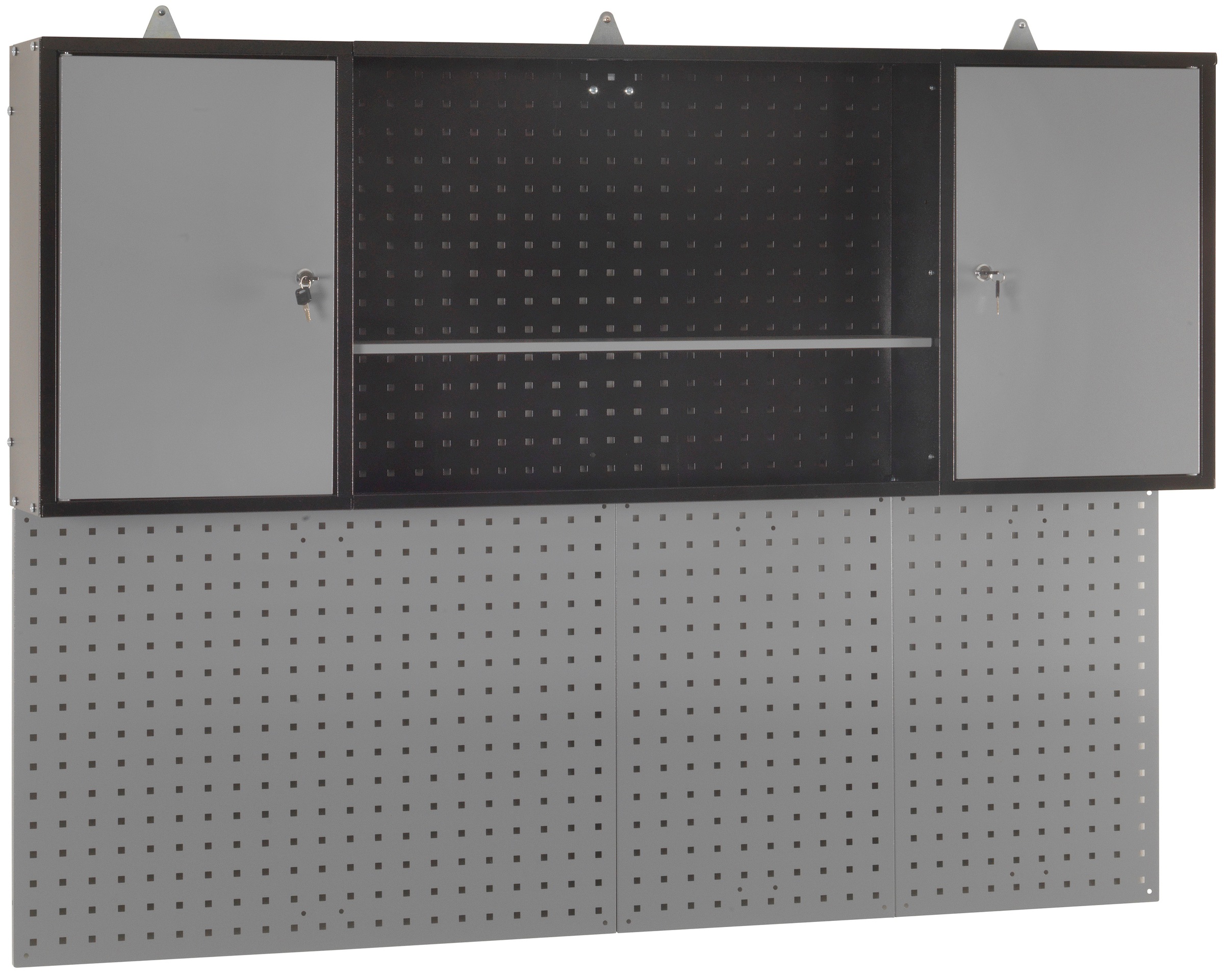 Profiwerk Werkbank »Werkstattset Hamburg«, (Set, 3 tlg.), Breite 160 cm, abschließbar, höhenverstellbar, Hängeschrank & Lochwand