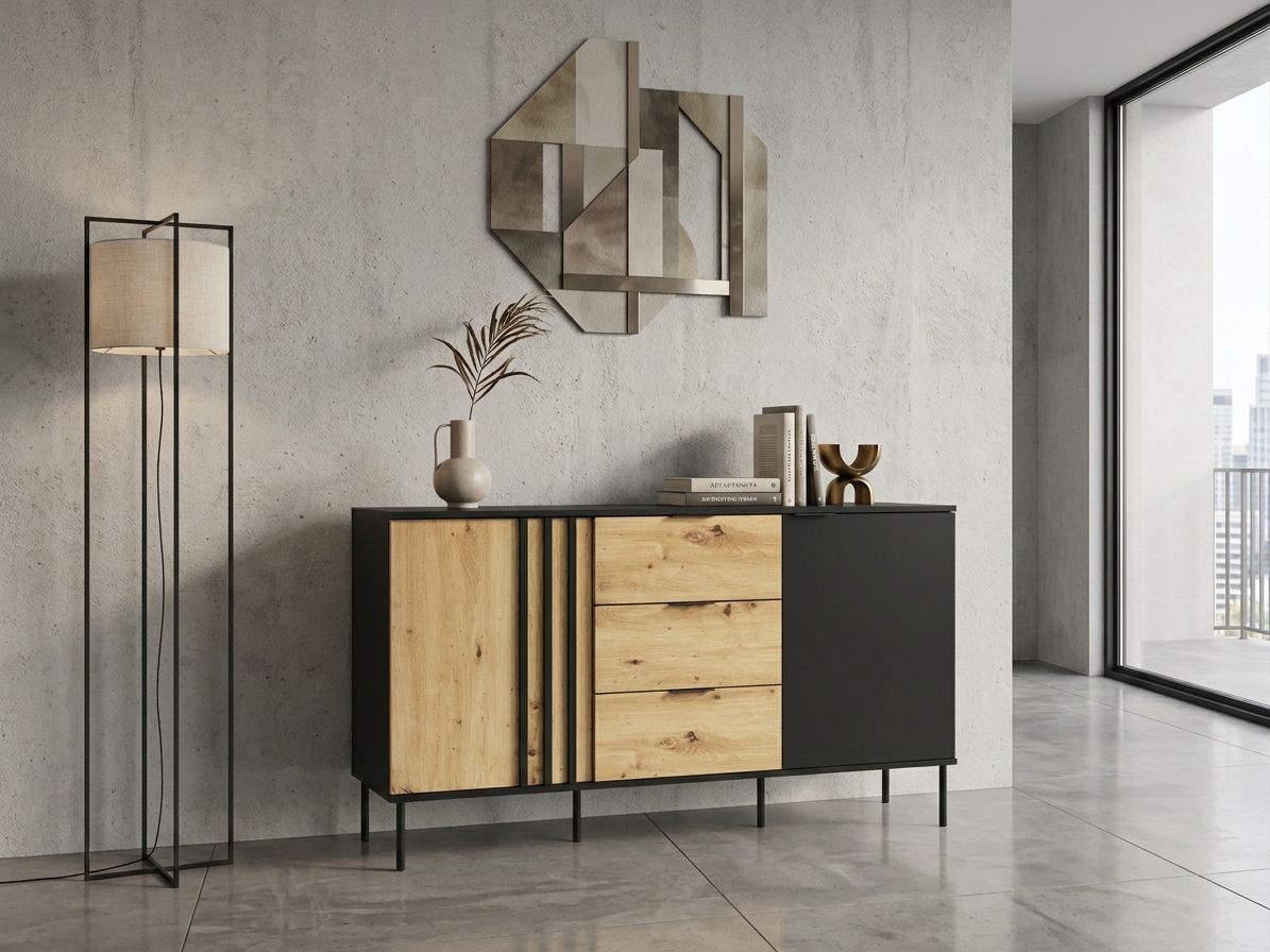 OTTO home Kommode »AELLOR Sideboard mit 3 Schubladen und 2 Türen, viel Stauraum« Schubkastenkommode mit 4 Fächer, modernes Design