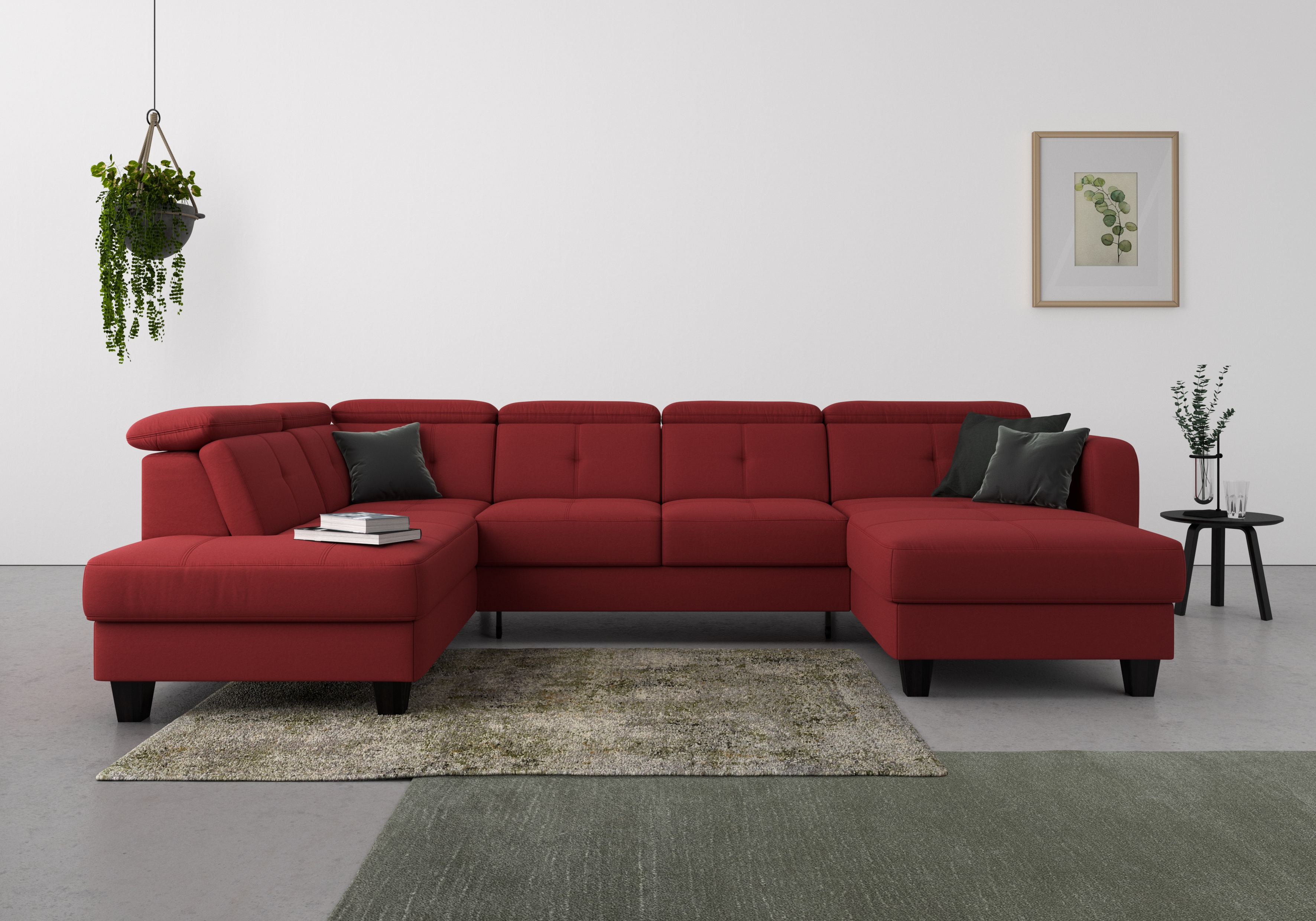 sit&more Wohnlandschaft "Belluci U-Form" Kopfteilverstellung und Federkern, wahlweise mit Schlaffunktion