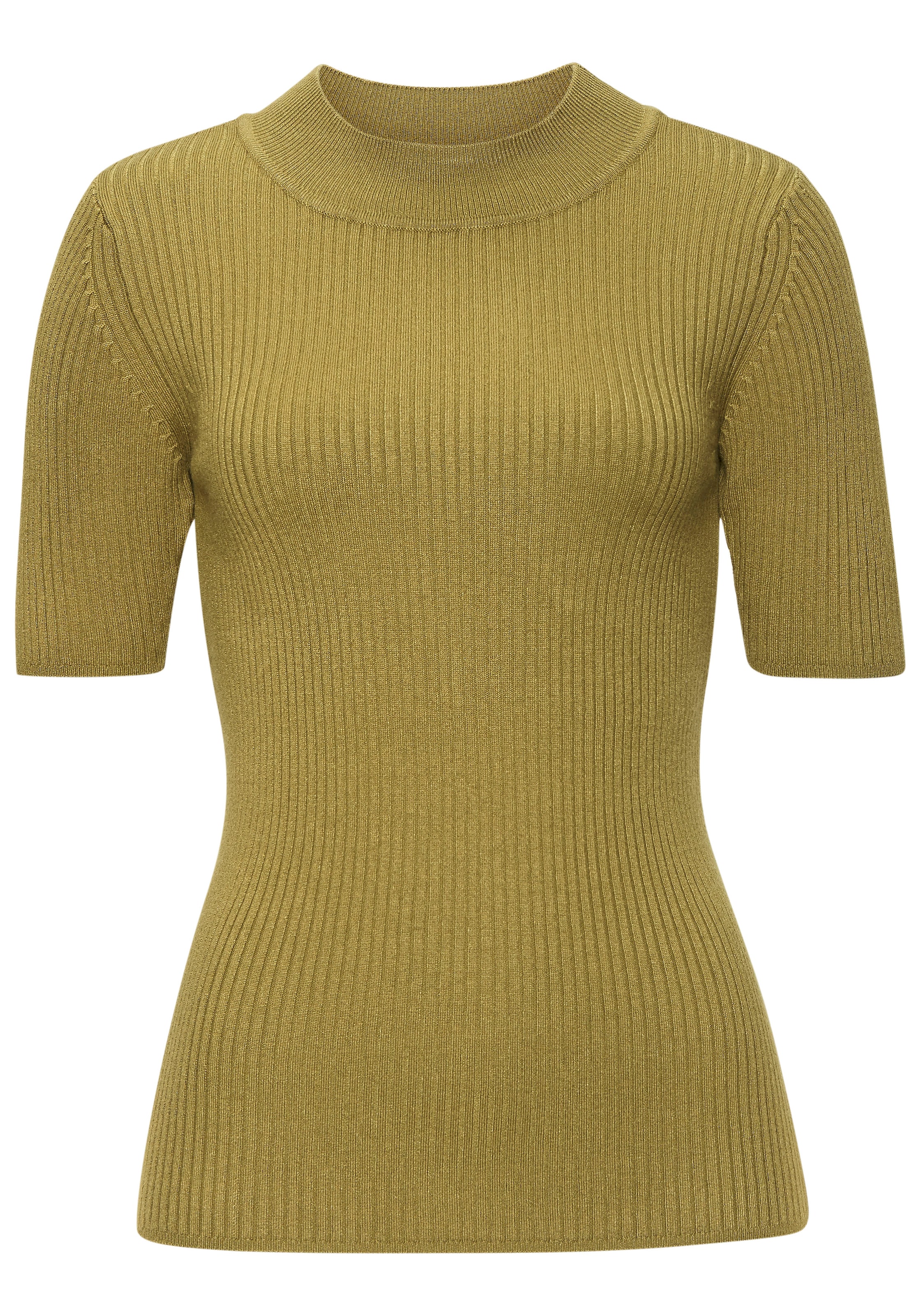LASCANA Kurzarmpullover, mit Rippstruktur, figurbetonter Strickpullover, Ba günstig online kaufen